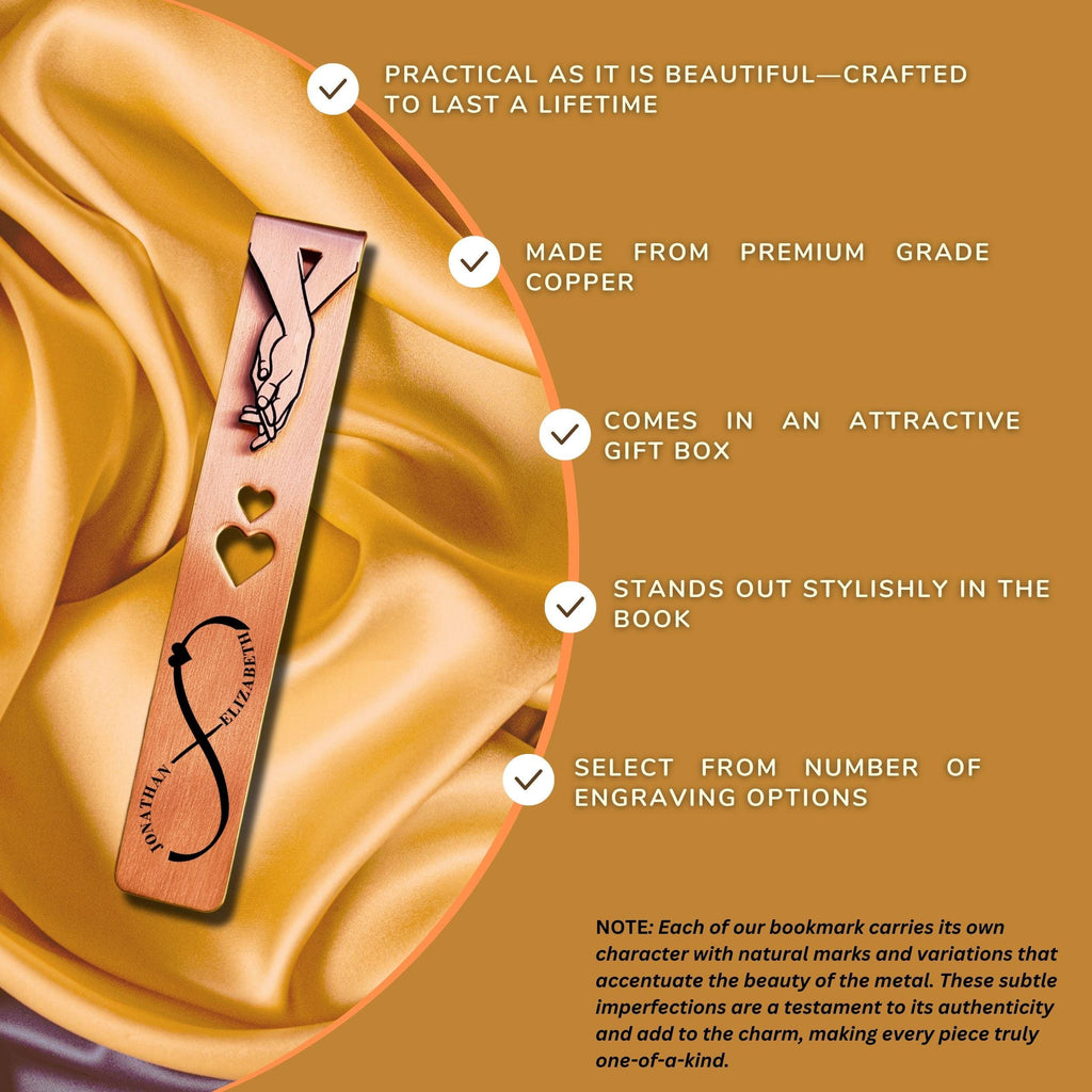 Infinite Love 7th Wedding anniversary Copper bookmark 22nd anniversary Rowdy Robin