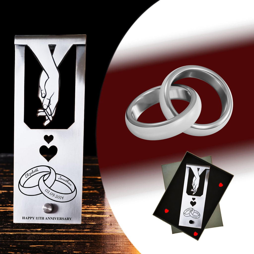 Ringbound  11th Wedding Anniversary Steel Mantelpiece Rowdy Robin