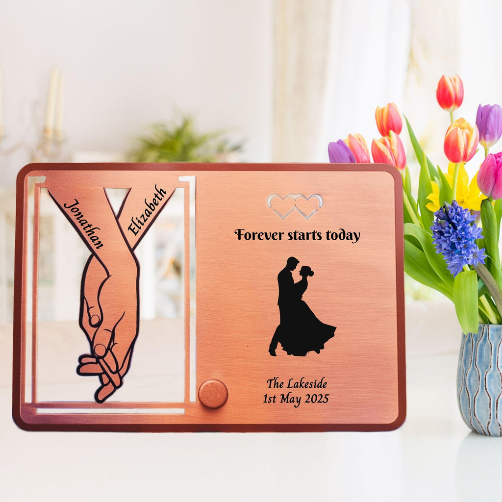 Infinite love Personalised Wedding Gift for couple Copper Frame Rowdy Robin