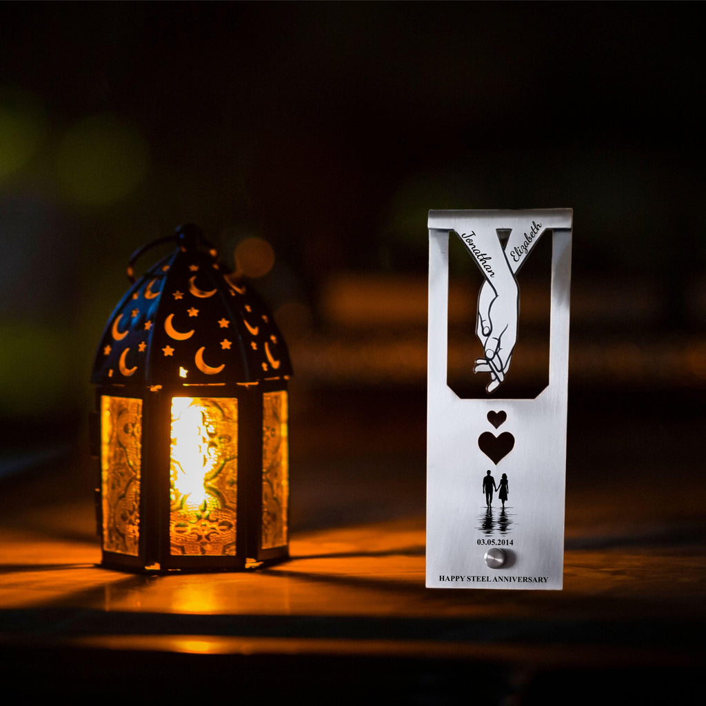 Silhouette  11th Wedding Anniversary Steel Mantelpiece Rowdy Robin