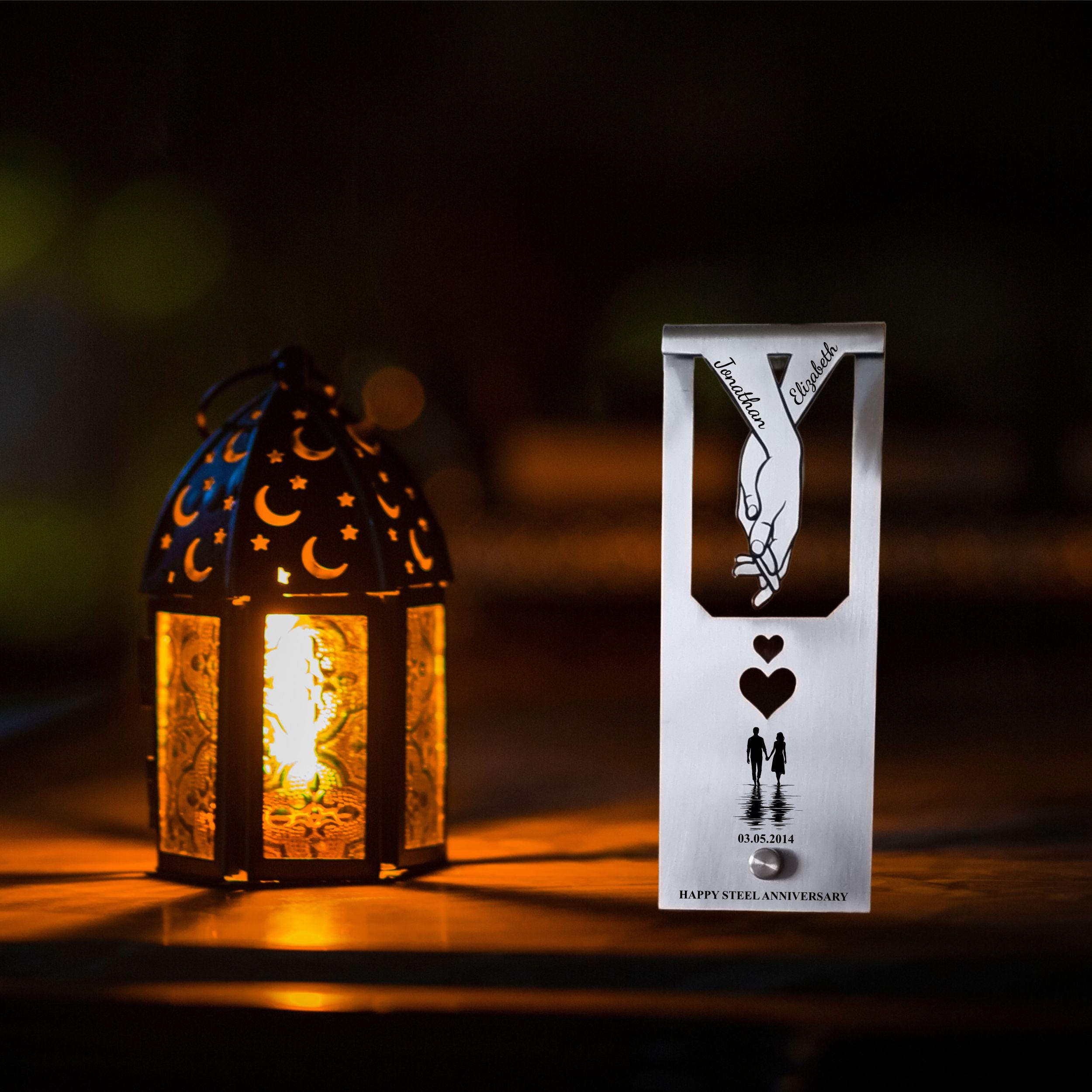 Silhouette  11th Wedding Anniversary Steel Mantelpiece Rowdy Robin