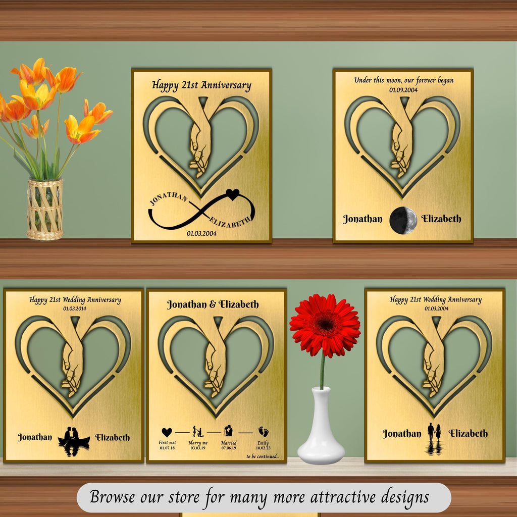 Brass Mantelpiece - Personalised brass gift for couple Rowdy Robin