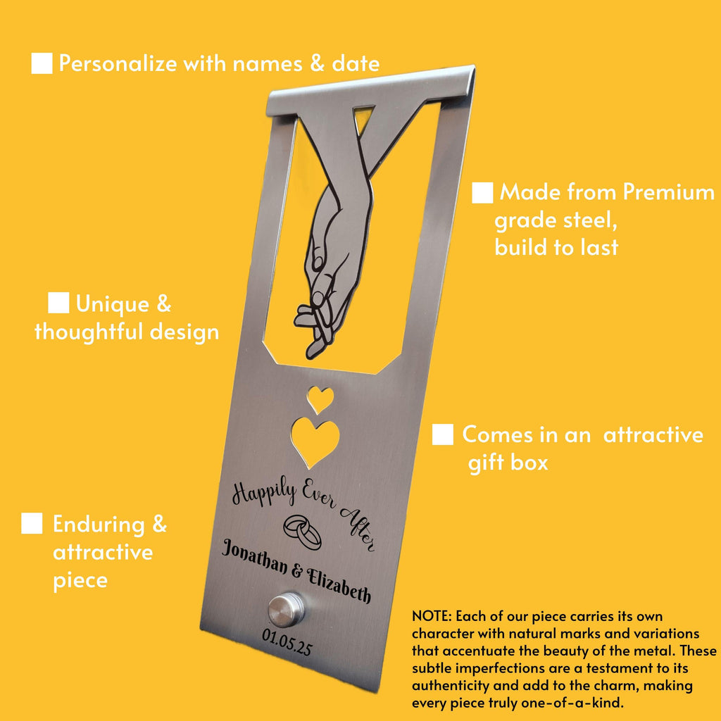 Personalised Wedding Gift for Couple Custom Engraved Metal Keepsake Newly wed Gift Wedding Decor Customizable Gift for Couples Rowdy Robin
