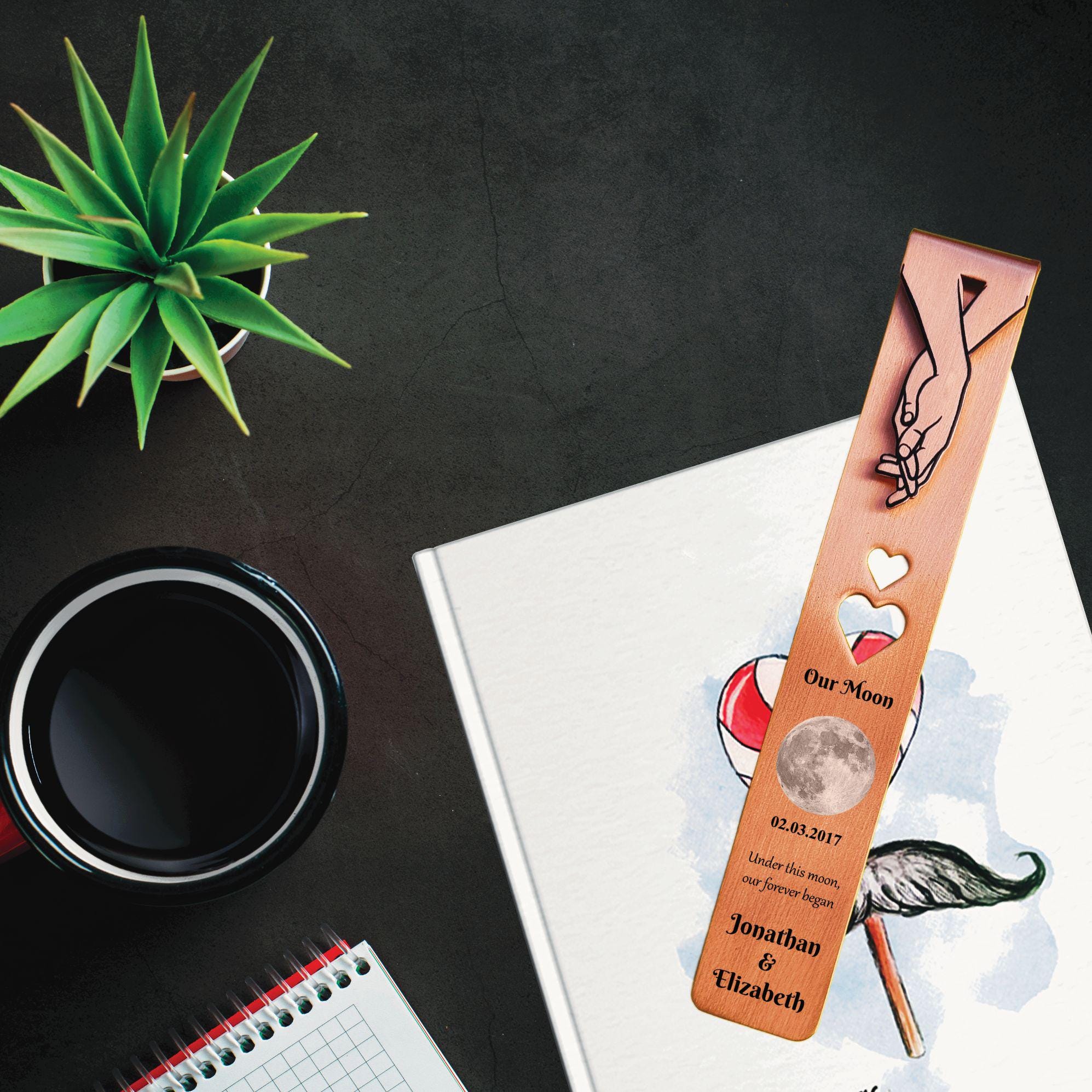 Our Moon 7th Wedding anniversary 22nd anniversary Copper bookmark Rowdy Robin