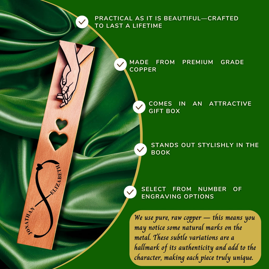 Personalised Copper Bookmark 7th Wedding Anniversary Gift for Her