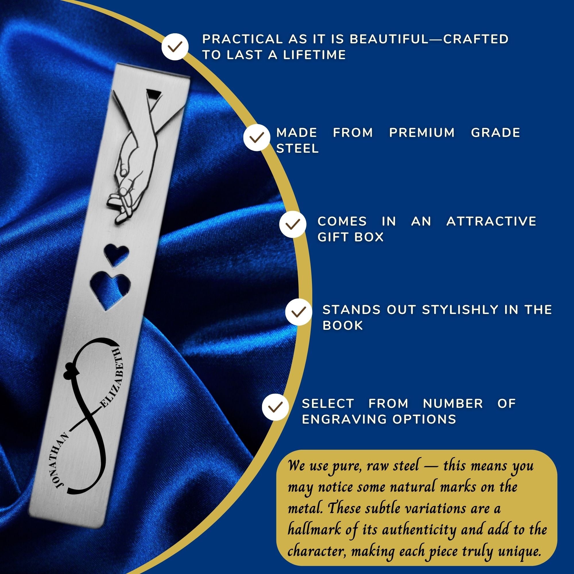 Personalised Steel Bookmark 11th Wedding Anniversary Gift for Wife
