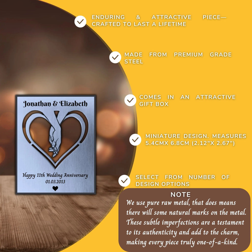 Infinite Love 11th Wedding Anniversary Steel Anniversary Mantelpiece Rowdy Robin