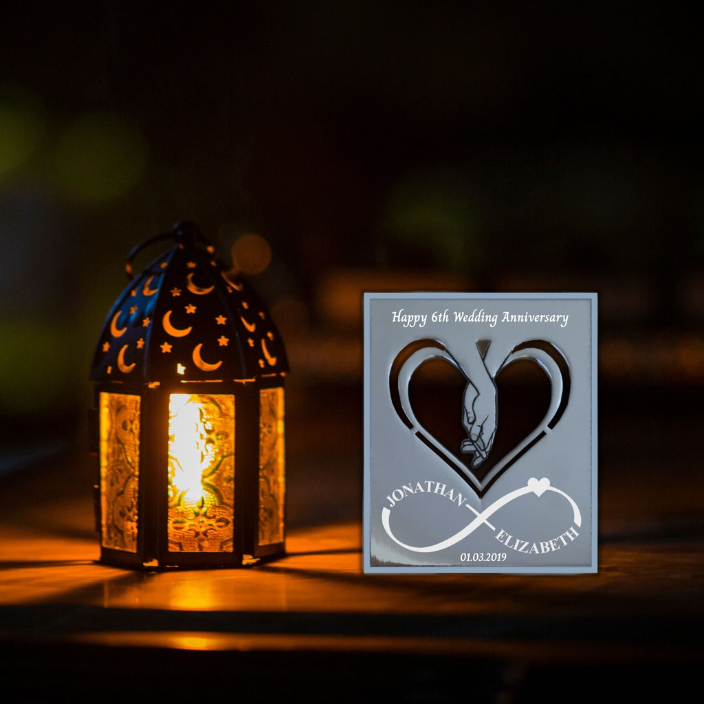 Infinite Love 6th Wedding anniversary Iron Anniversary mantelpiece Rowdy Robin