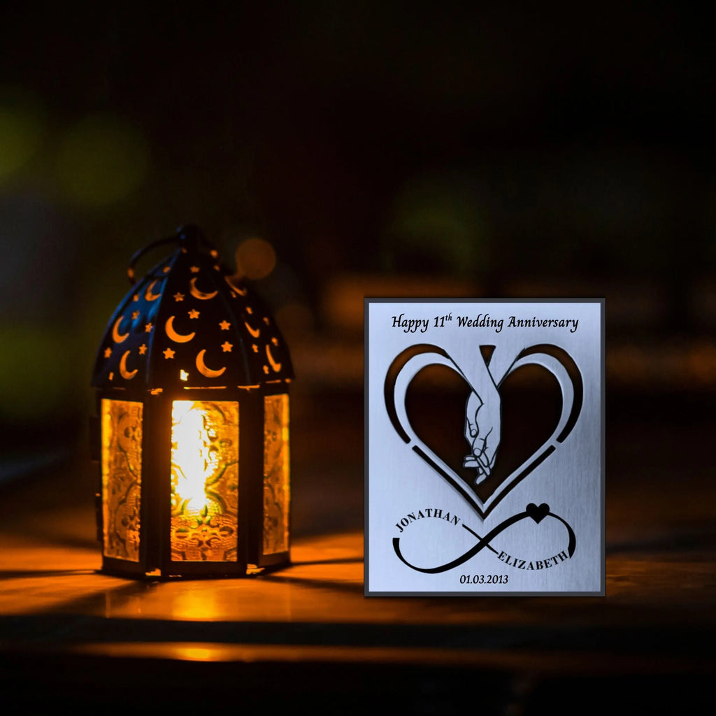 Infinite Love 11th Wedding Anniversary Steel Anniversary Mantelpiece Rowdy Robin