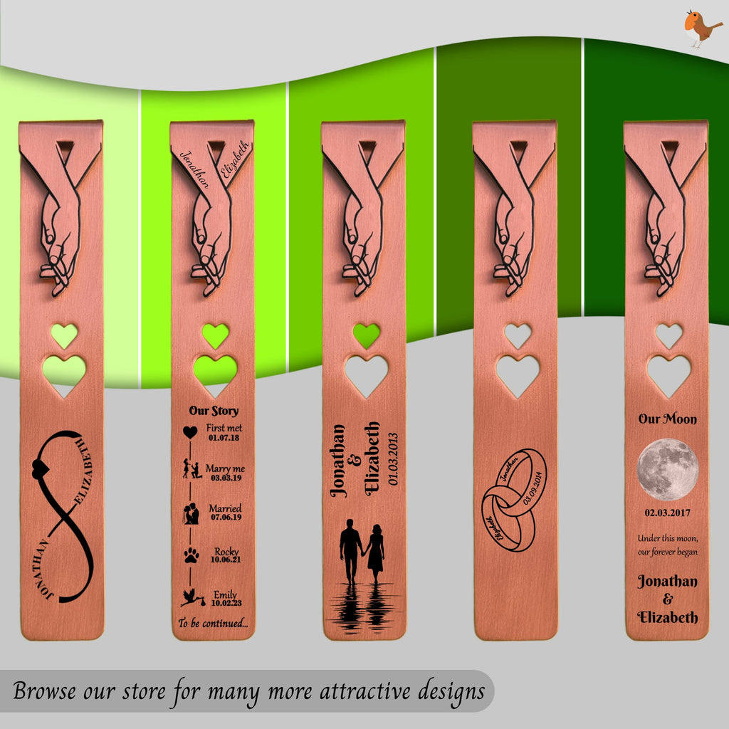 Personalised Copper Bookmark 7th Wedding Anniversary Gift for Her