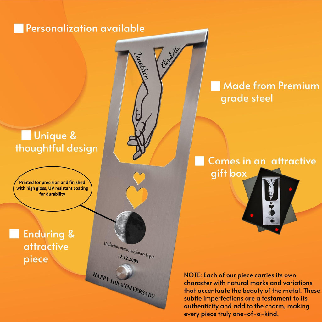 Our moon  11th Wedding Anniversary Steel Mantelpiece Rowdy Robin