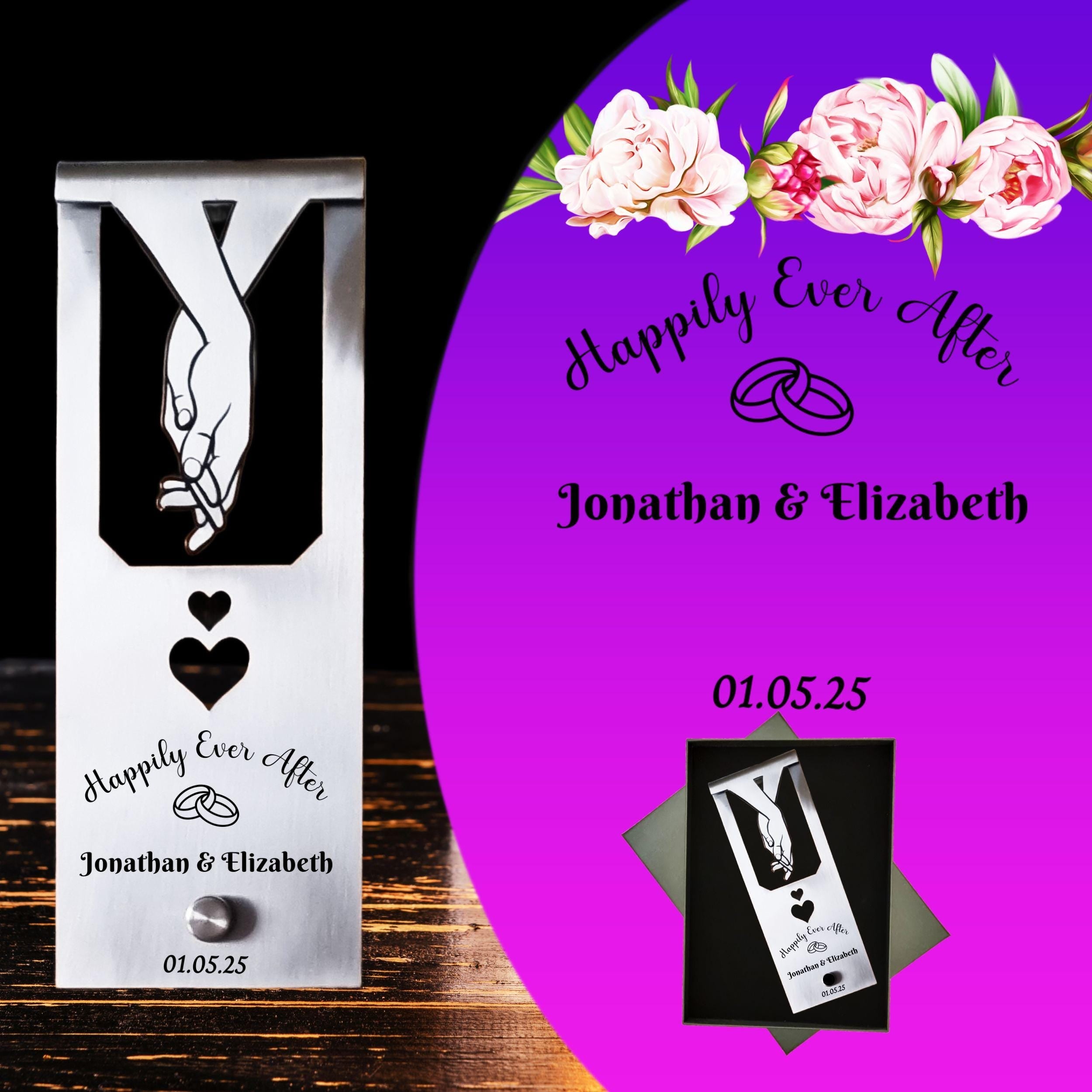 Personalised Wedding Gift for Couple Custom Engraved Metal Keepsake Newly wed Gift Wedding Decor Customizable Gift for Couples Rowdy Robin