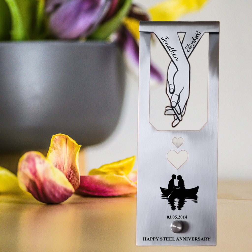 Silhouette  11th Wedding Anniversary Steel Mantelpiece Rowdy Robin