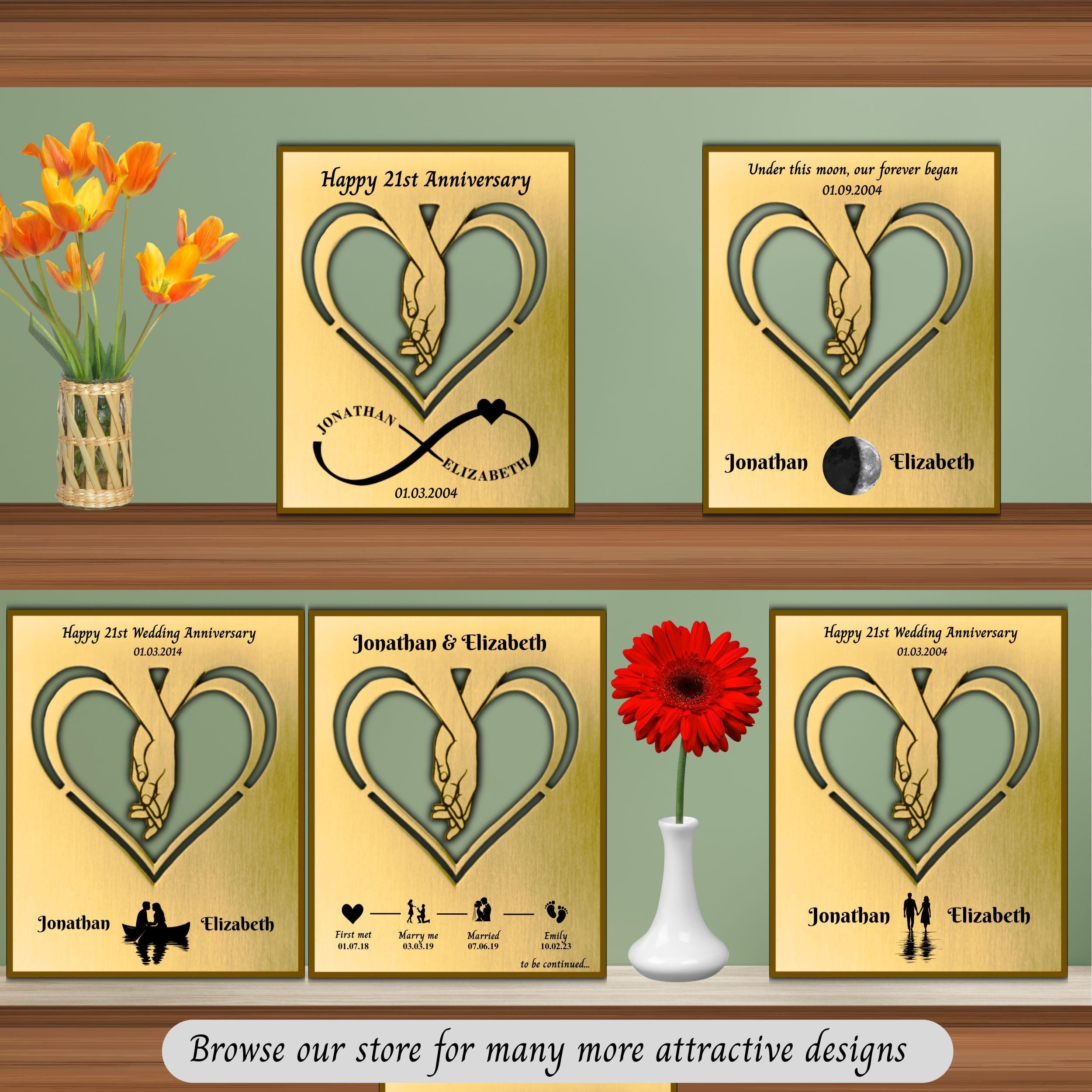 Personalised Wedding Anniversary gift mantelpiece Anniversary Present for couple Rowdy Robin