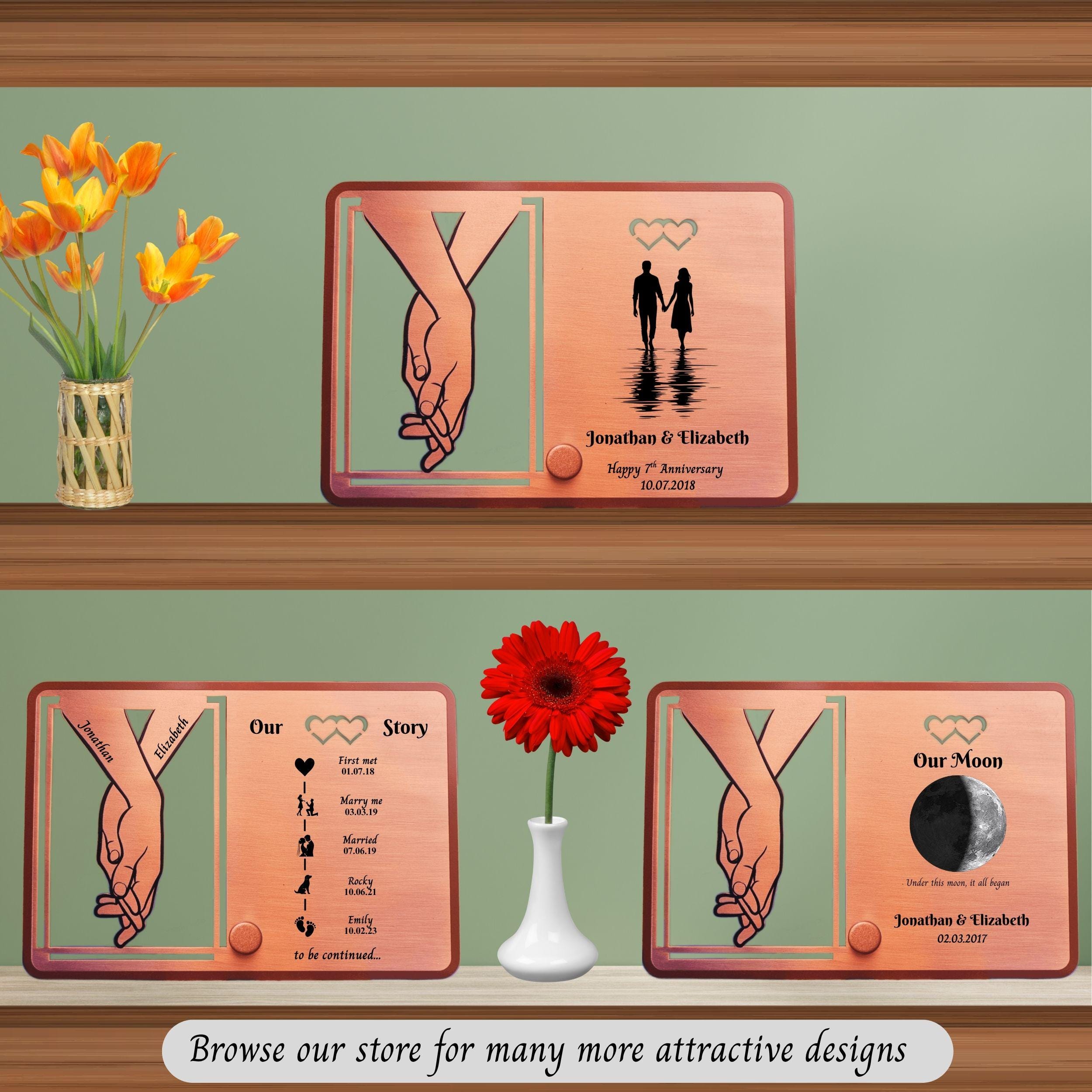 Our Story 7th Wedding Anniversary 22nd anniversary Copper frame Rowdy Robin