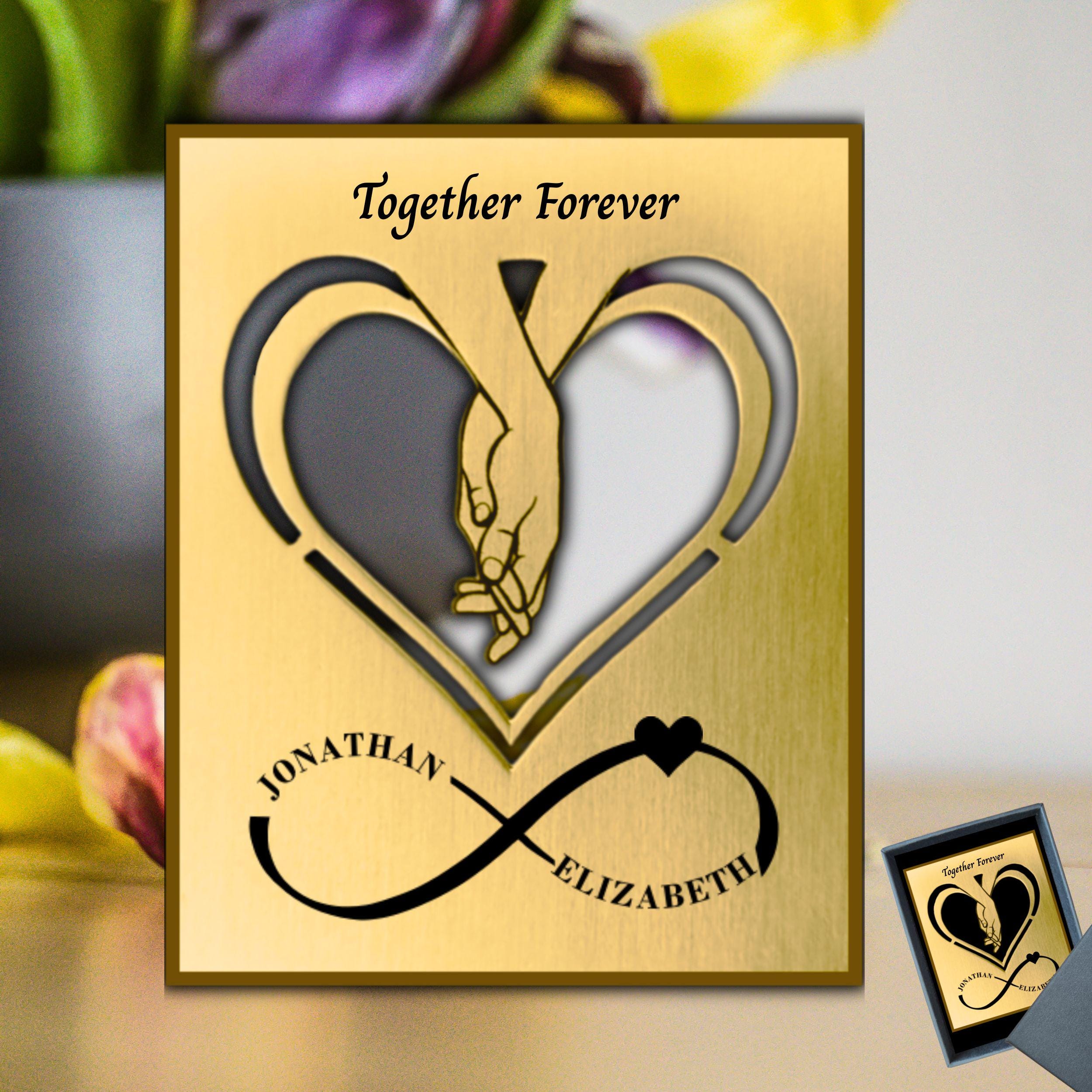 Brass Mantelpiece - Personalised brass gift for couple Rowdy Robin