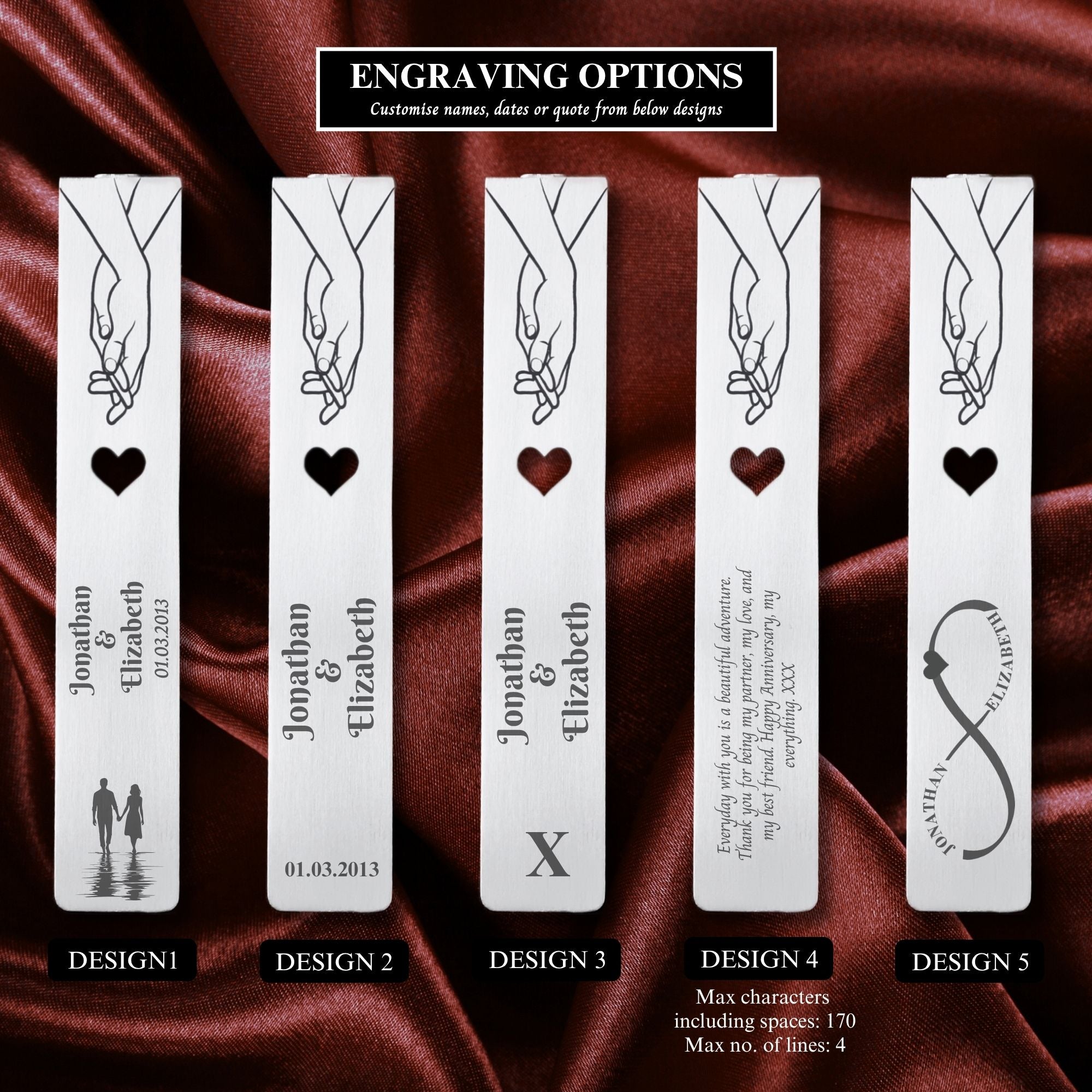 Personalised Tin Bookmark 10th  Wedding Anniversary Gift for Wife
