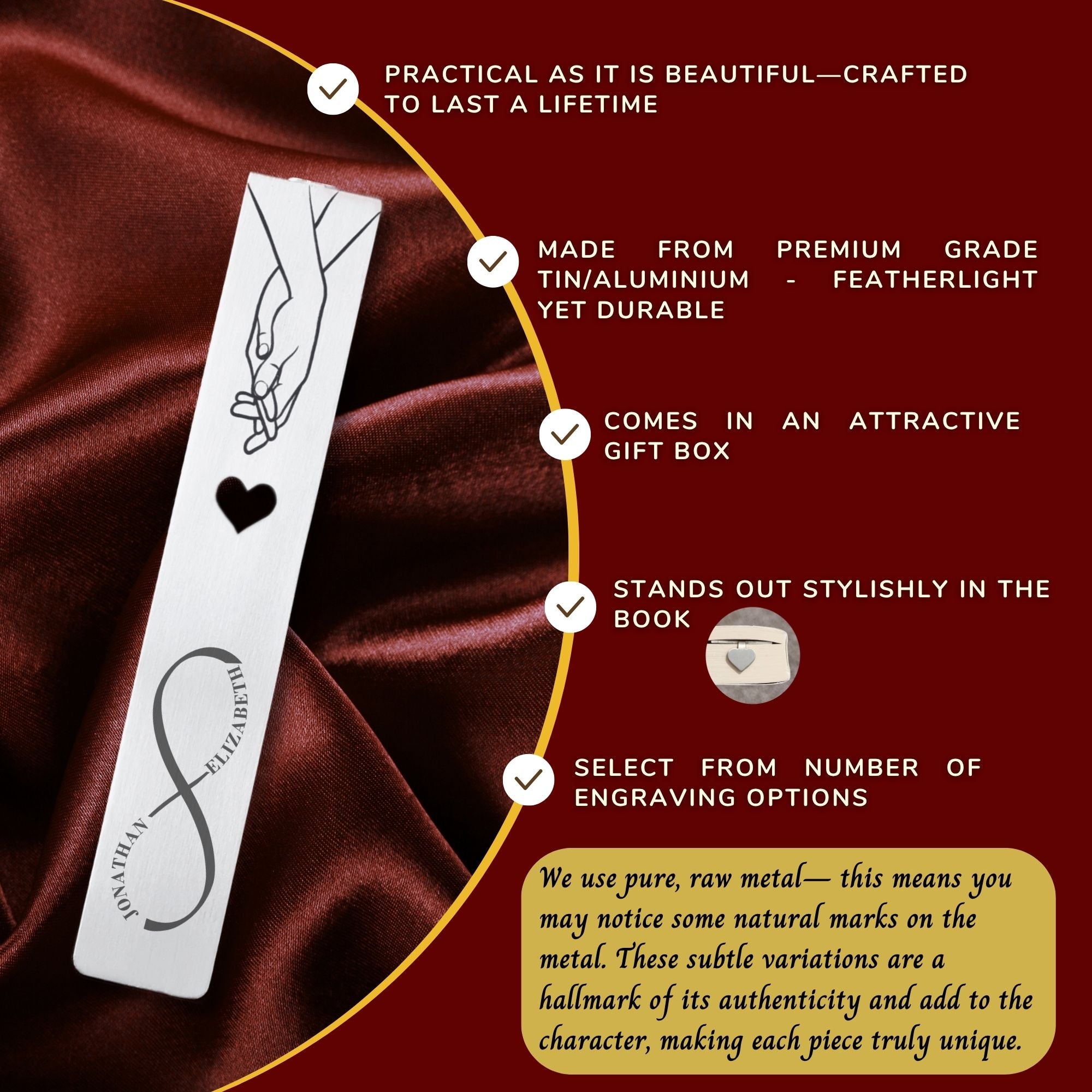 Personalised Tin Bookmark 10th  Wedding Anniversary Gift for Wife