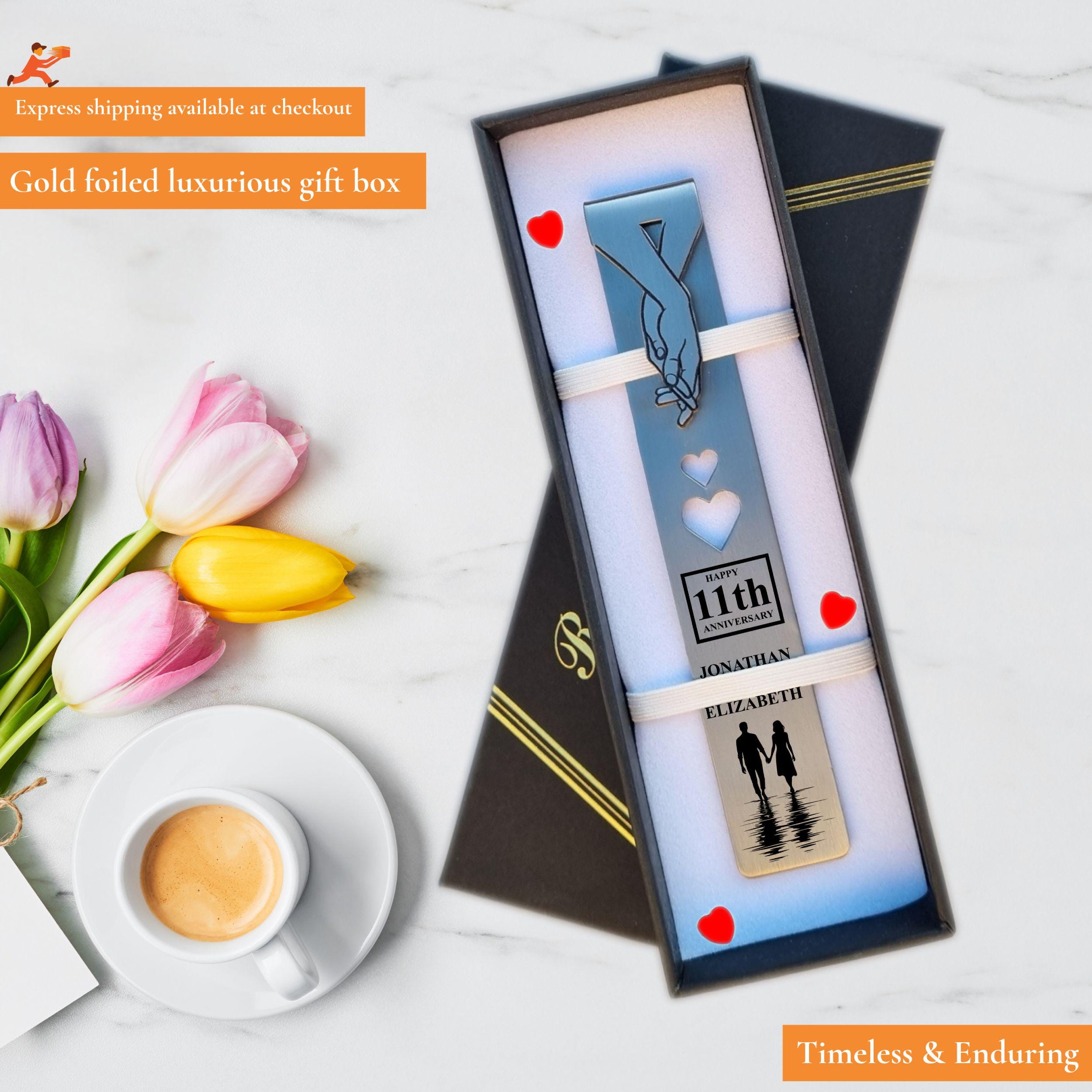 Silhouette 11th Wedding Anniversary Steel Anniversary Bookmark Rowdy Robin