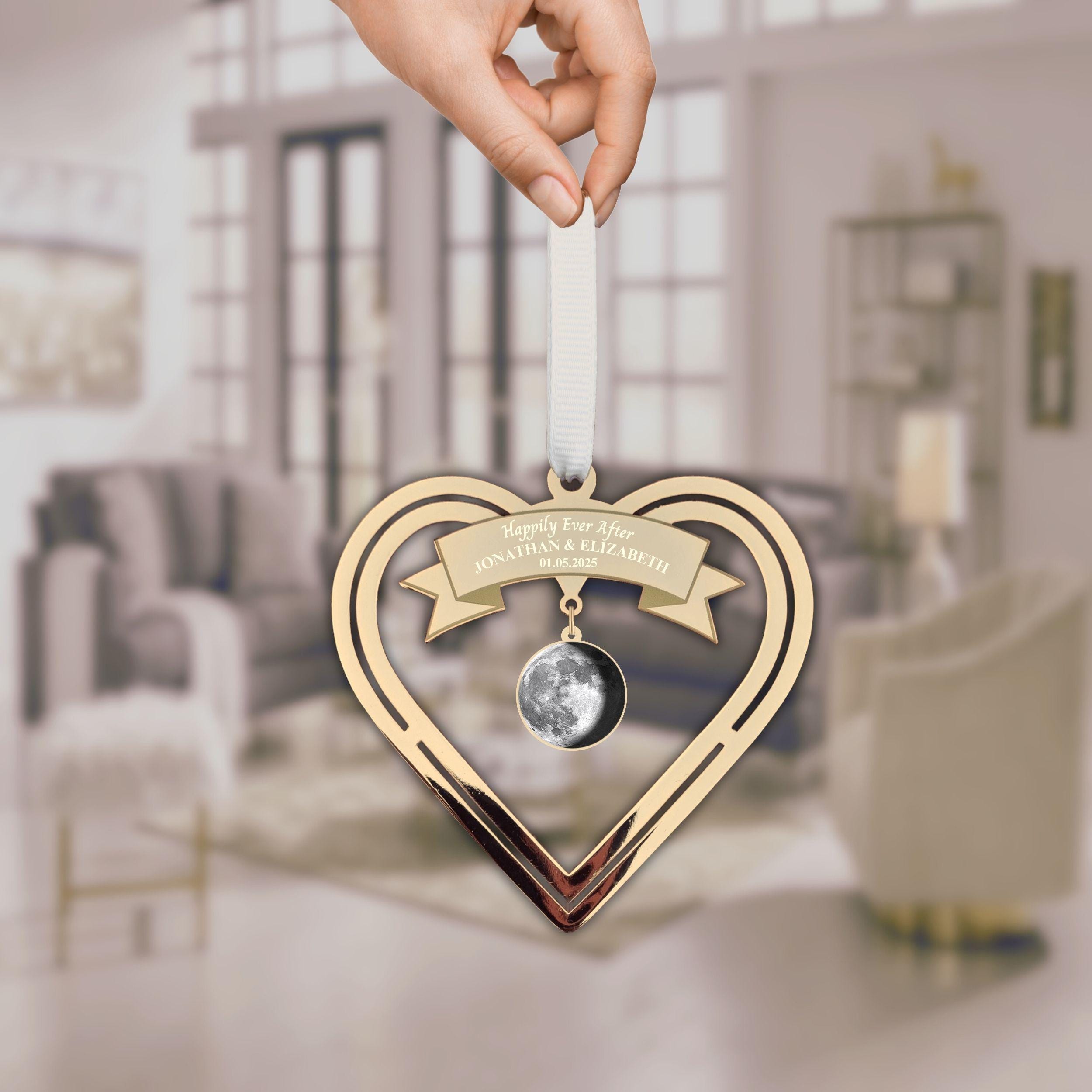 Wedding Moon Personalised Wedding Gift for couple Real Gold Plated Present Rowdy Robin