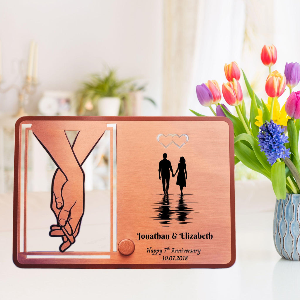 Silhouette 7th Wedding Anniversary 22nd anniversary Copper Mantelpiece frame Rowdy Robin