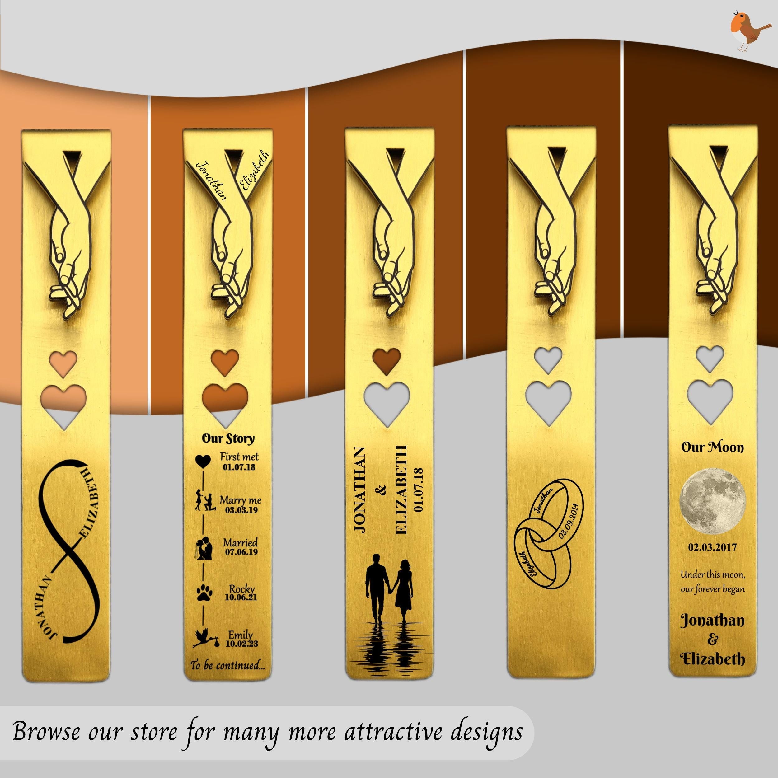 Our Moon 21st Wedding Anniversary Brass Bookmark Rowdy Robin