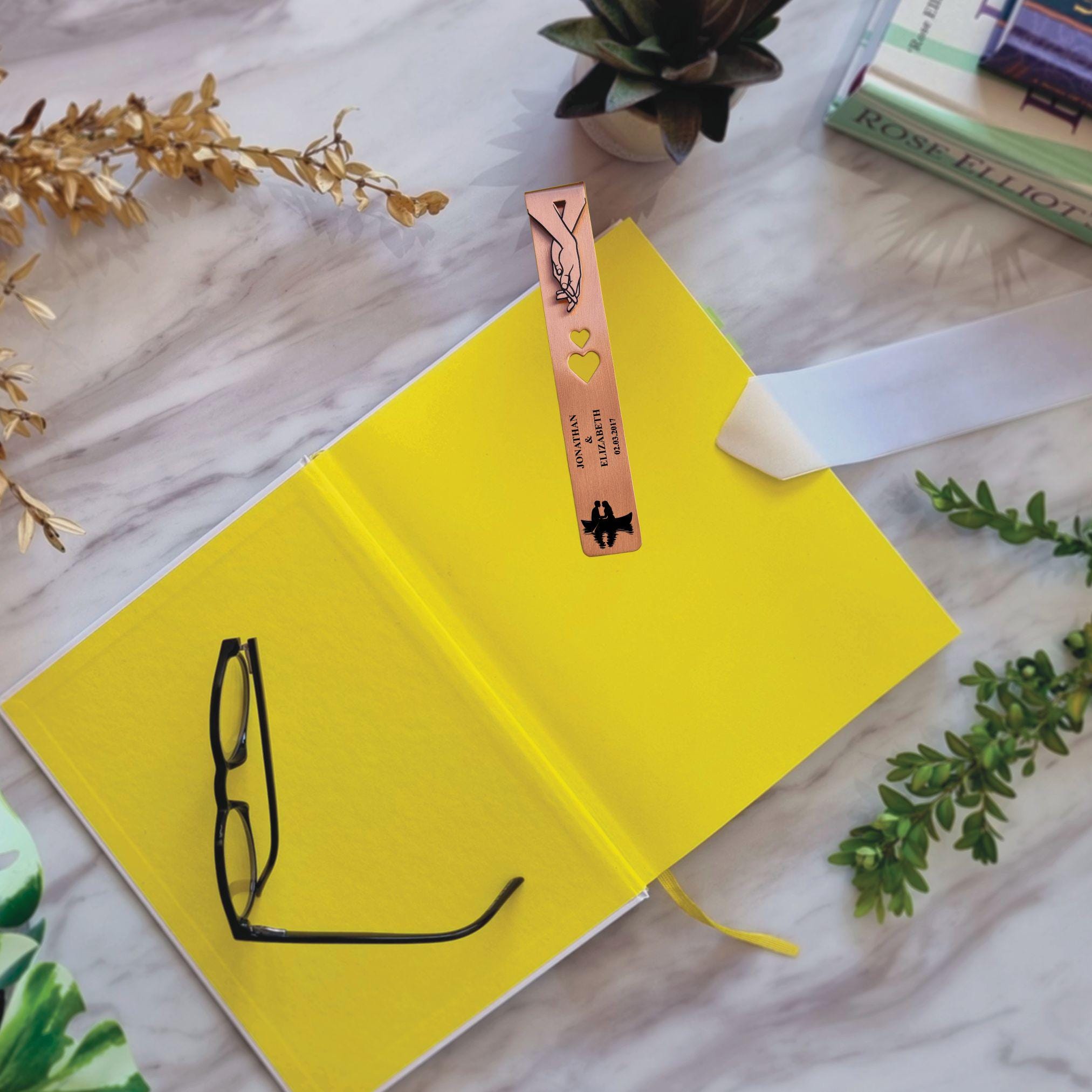 Silhouette 7th Wedding anniversary 22nd anniversary Copper bookmark Rowdy Robin