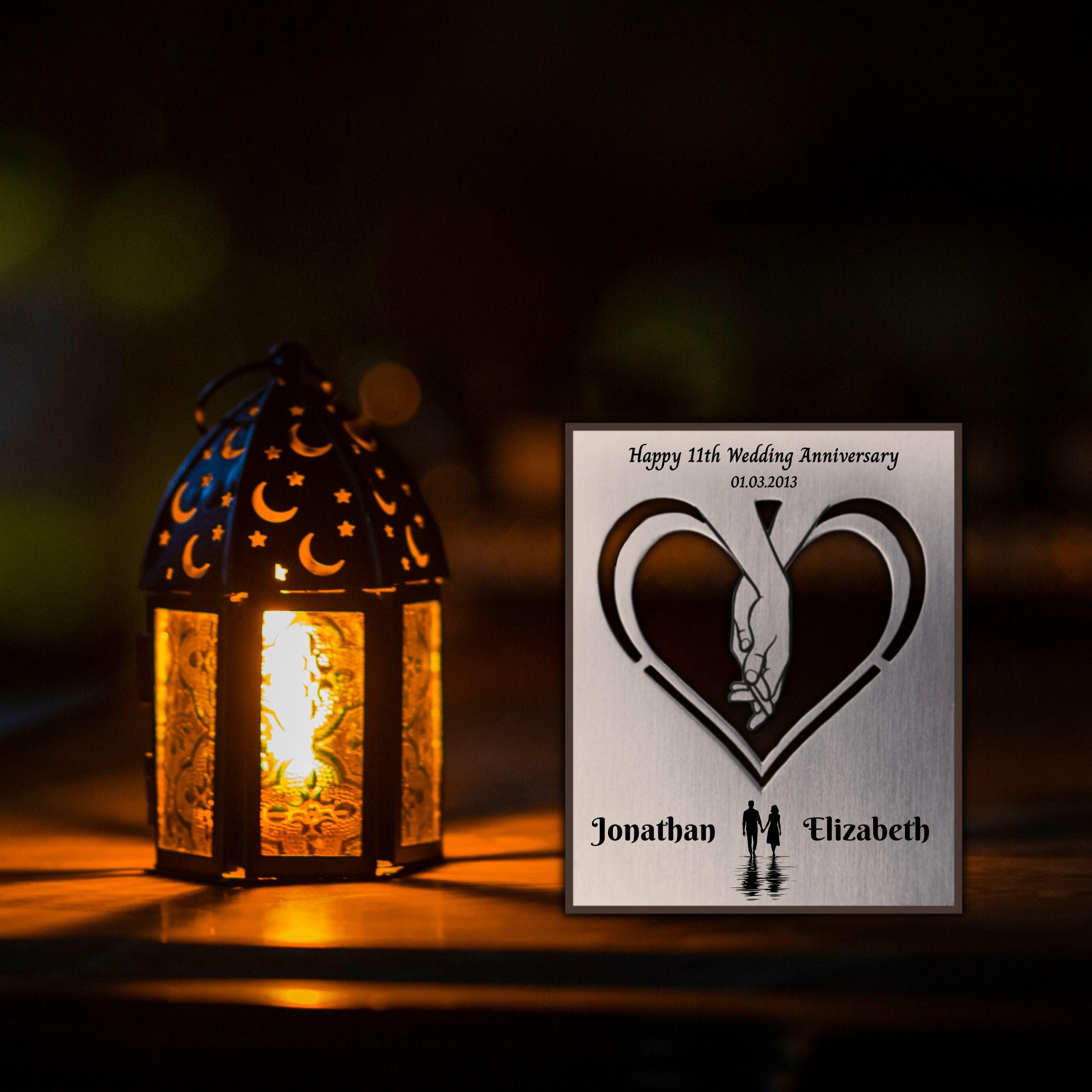 Silhouette 11th Wedding Anniversary Steel Mantelpiece Rowdy Robin