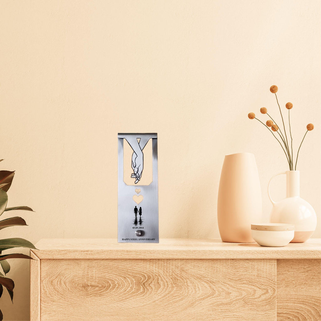 Silhouette  11th Wedding Anniversary Steel Mantelpiece Rowdy Robin