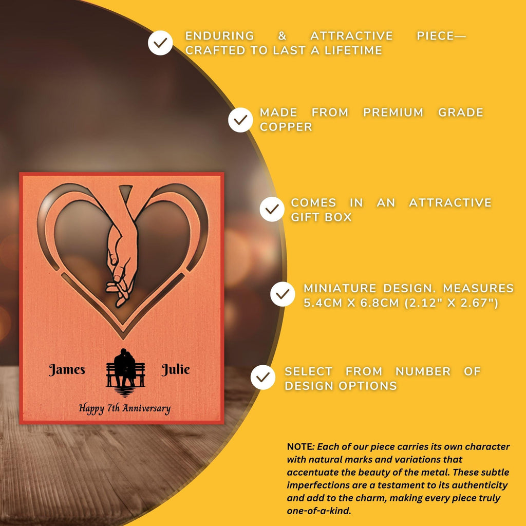 Silhouette 7th Wedding Anniversary 22nd anniversary Copper Mantelpiece Rowdy Robin