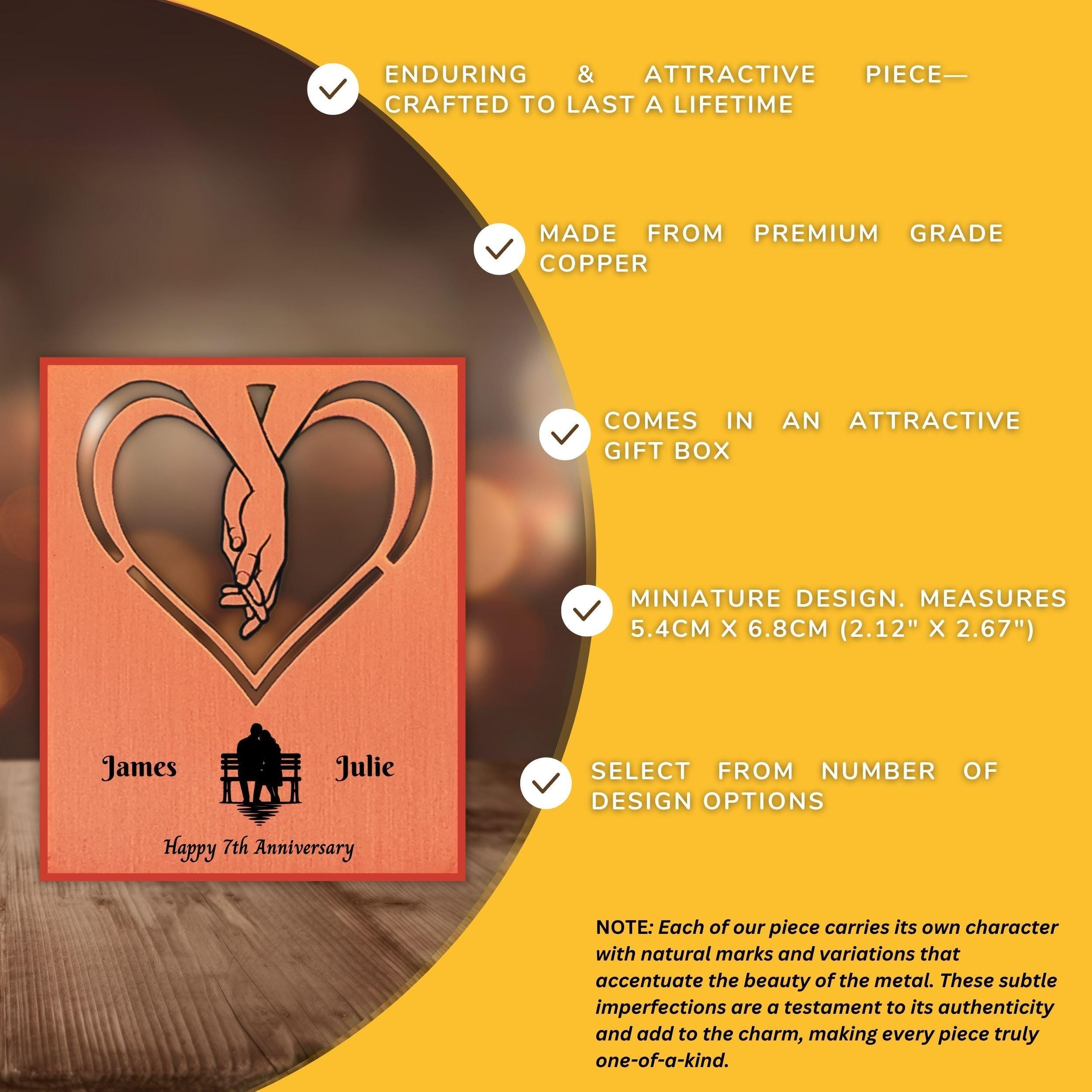 Silhouette 7th Wedding Anniversary 22nd anniversary Copper Mantelpiece Rowdy Robin