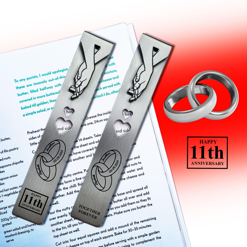 Ringbound 11th Wedding Anniversary Steel Anniversary Bookmark Rowdy Robin
