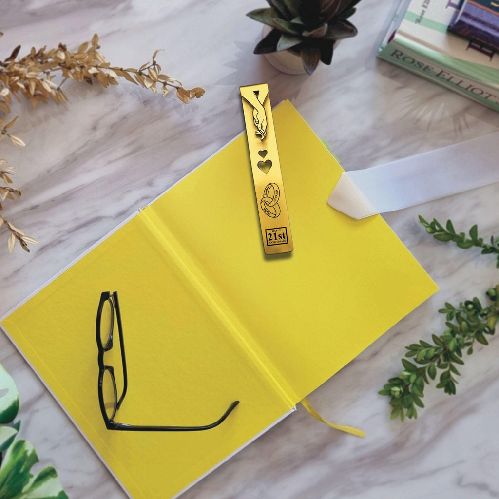Ringbound 21st Wedding Anniversary Brass Bookmark Rowdy Robin