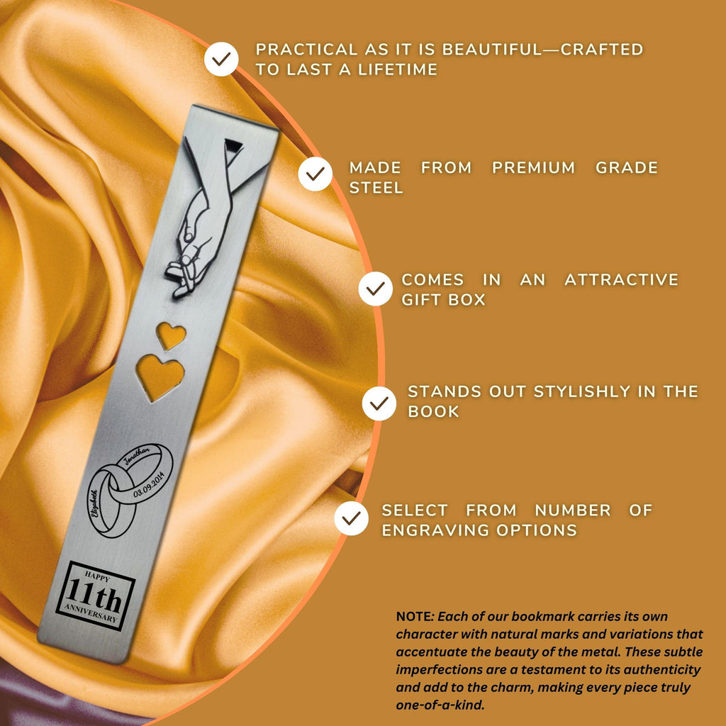 Ringbound 11th Wedding Anniversary Steel Anniversary Bookmark Rowdy Robin