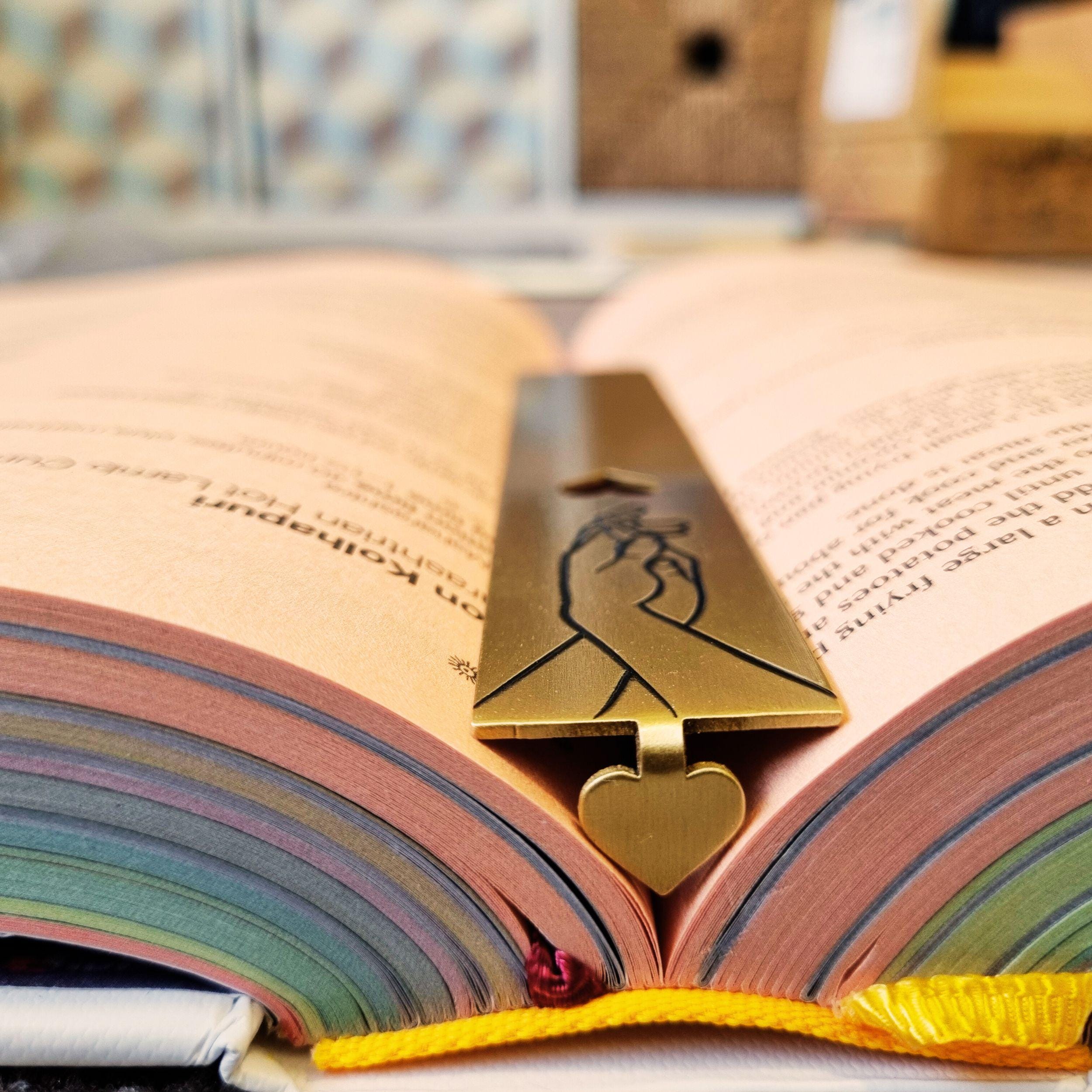 Gold bookmark - Personalised Wedding Anniversary gift for wife Romantic present for girlfriend Rowdy Robin