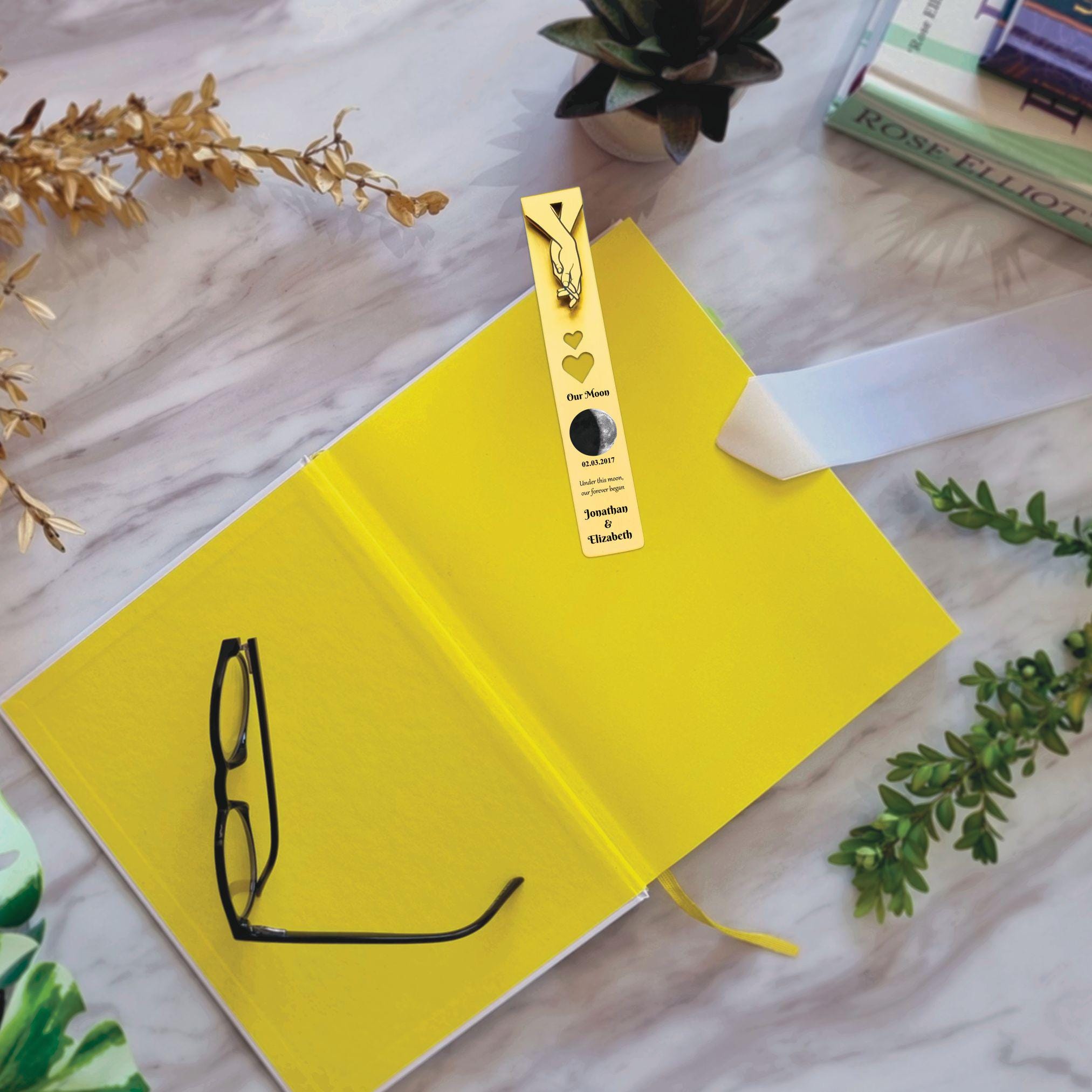 Our Moon 21st Wedding Anniversary Brass Bookmark Rowdy Robin