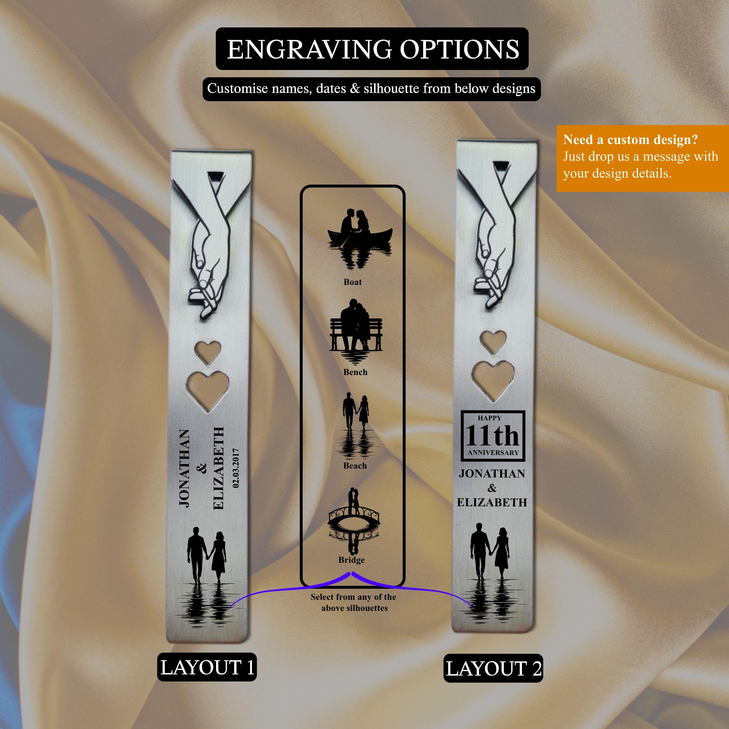 Silhouette 11th Wedding Anniversary Steel Anniversary Bookmark Rowdy Robin