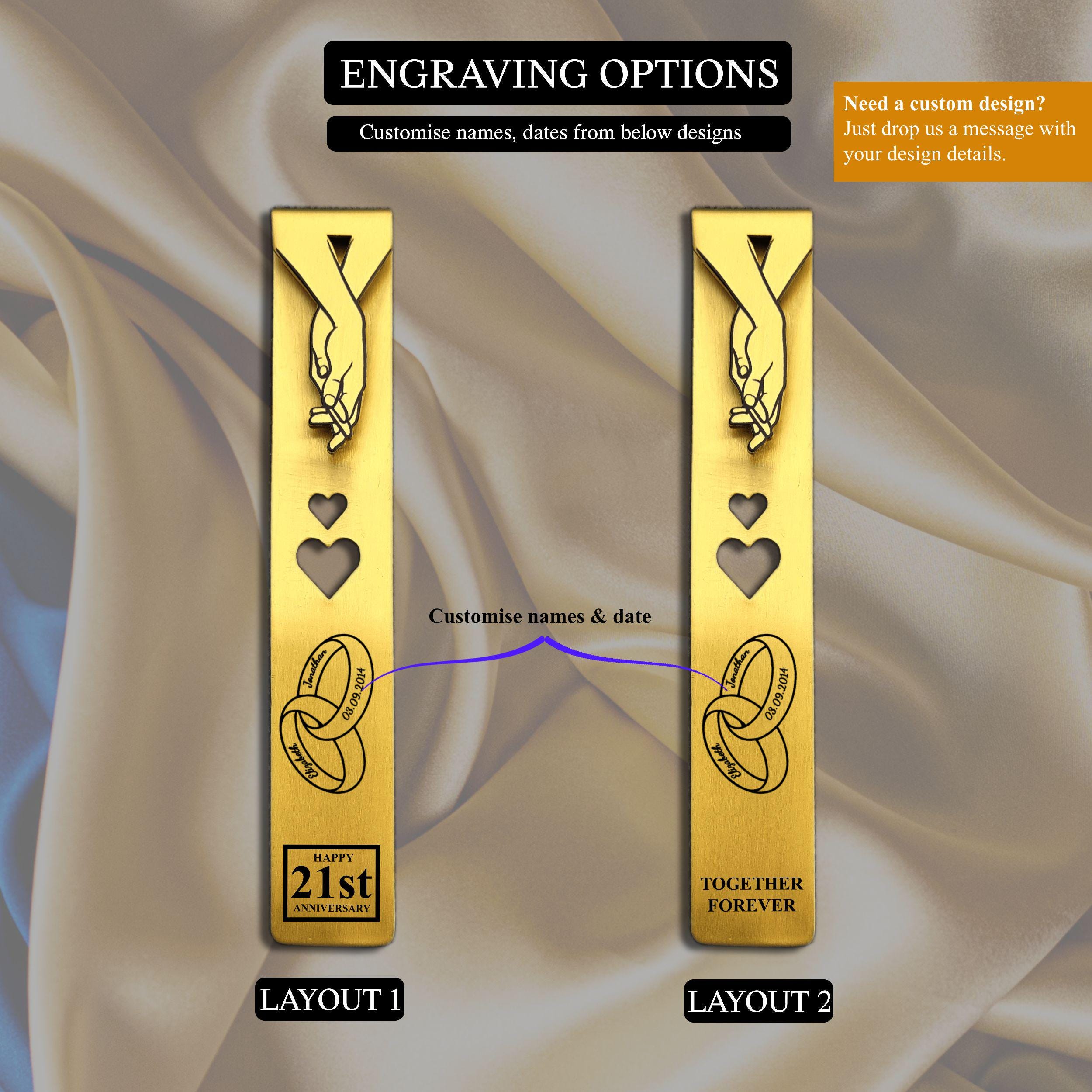 Ringbound 21st Wedding Anniversary Brass Bookmark Rowdy Robin