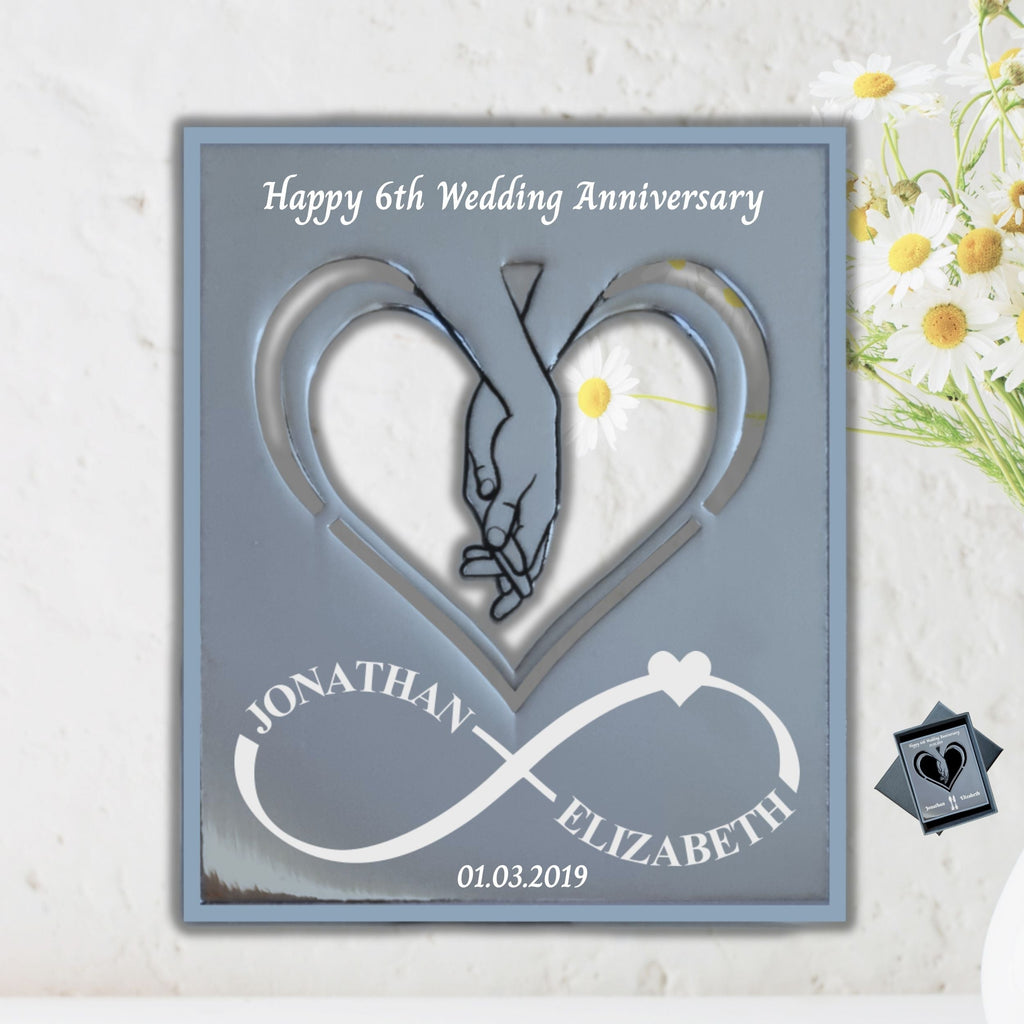 Infinite Love 6th Wedding anniversary Iron Anniversary mantelpiece Rowdy Robin