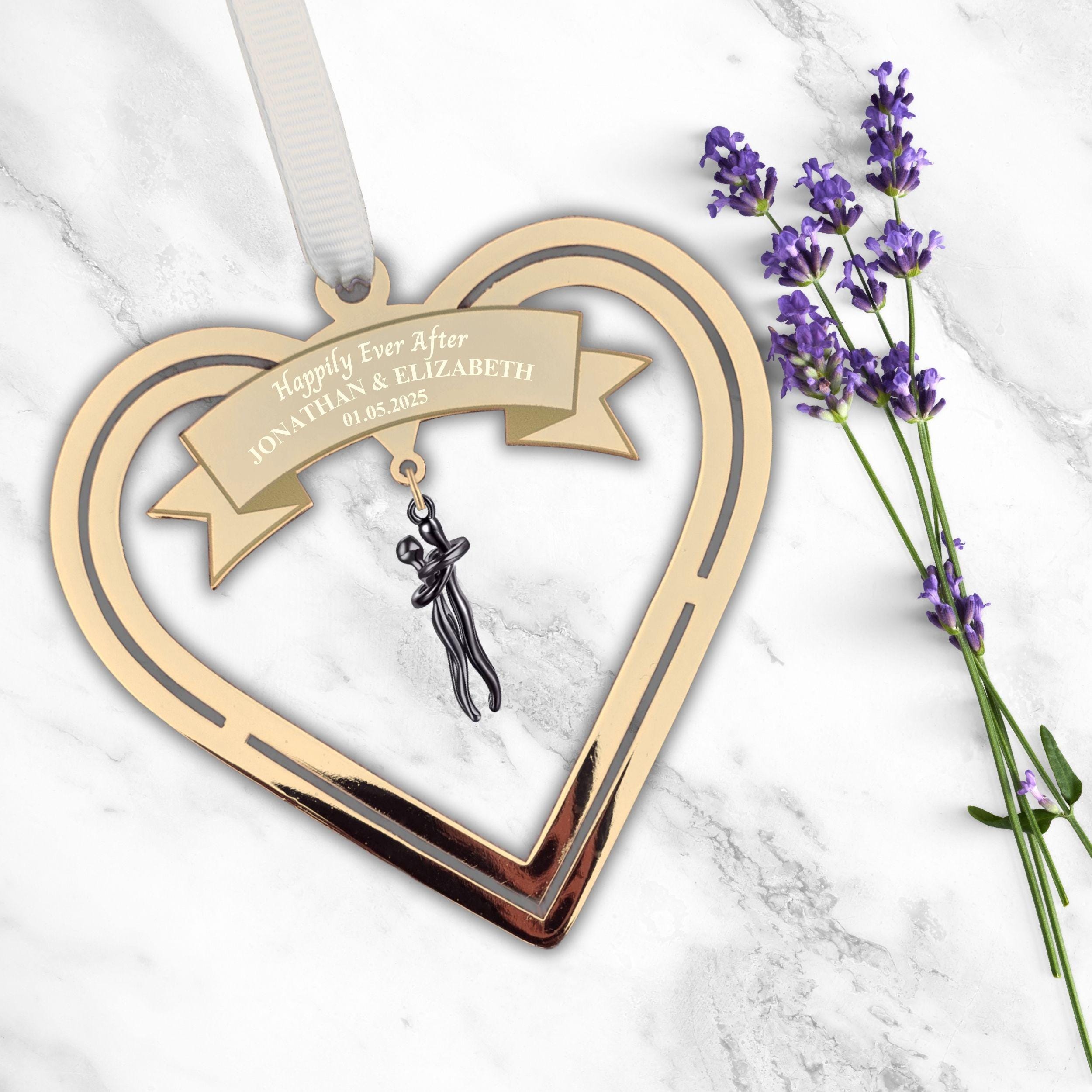 Personalised Wedding Gift for couple bride and groom Real Gold Plated Present Couple embrace Wedding Day Keepsake Hanging Ornament Rowdy Robin