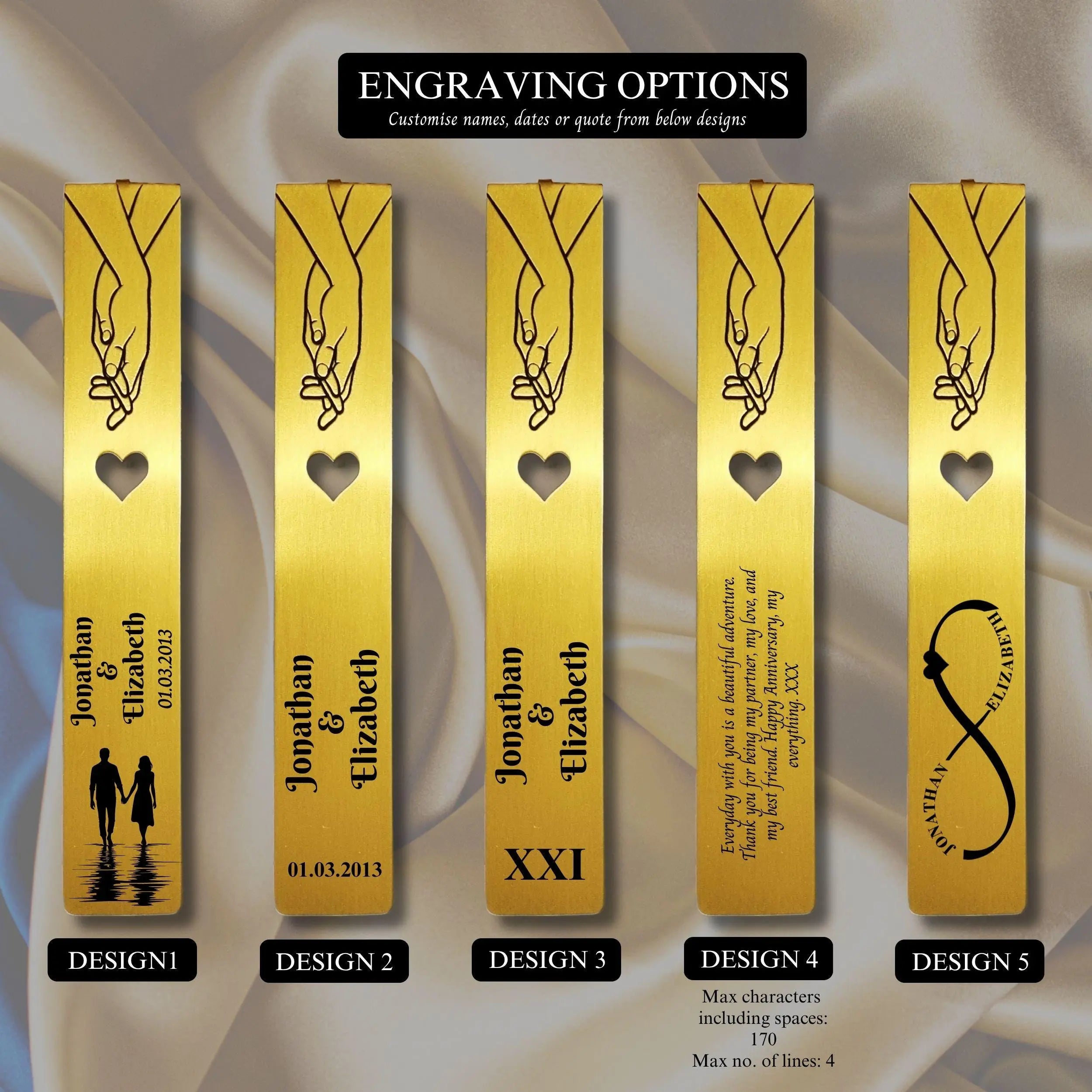 Infinite Love 21st Wedding Anniversary Brass Bookmark with Heart Rowdy Robin