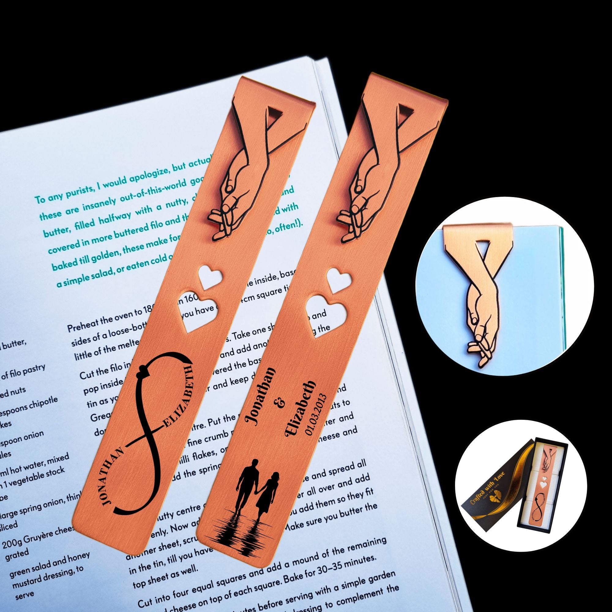 Personalised Bronze Bookmark 8th Wedding Anniversary Gift for Wife