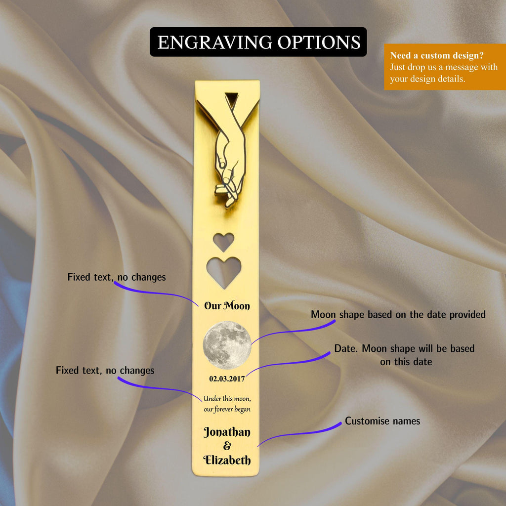 Our Moon 21st Wedding Anniversary Brass Bookmark Rowdy Robin