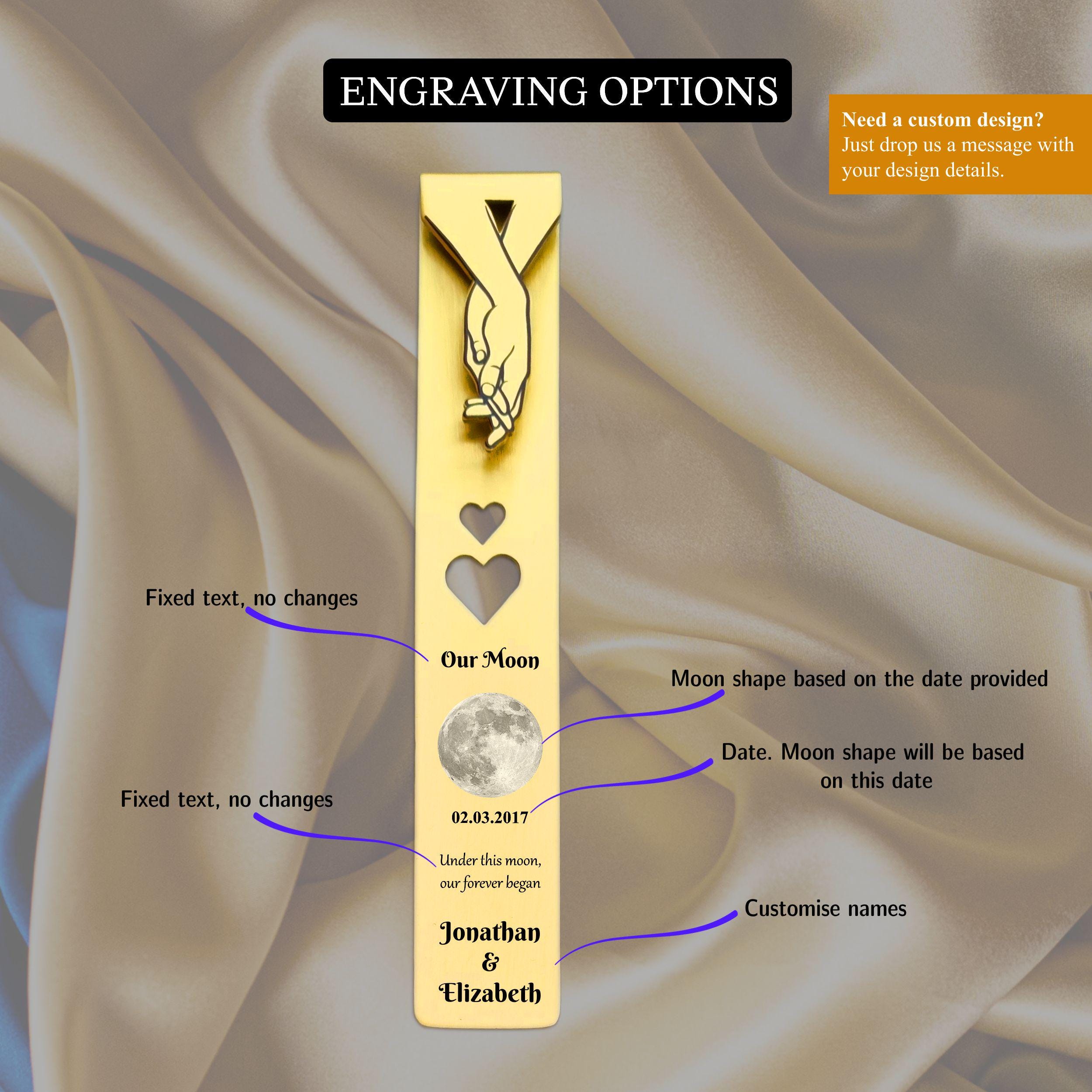 Our Moon 21st Wedding Anniversary Brass Bookmark Rowdy Robin