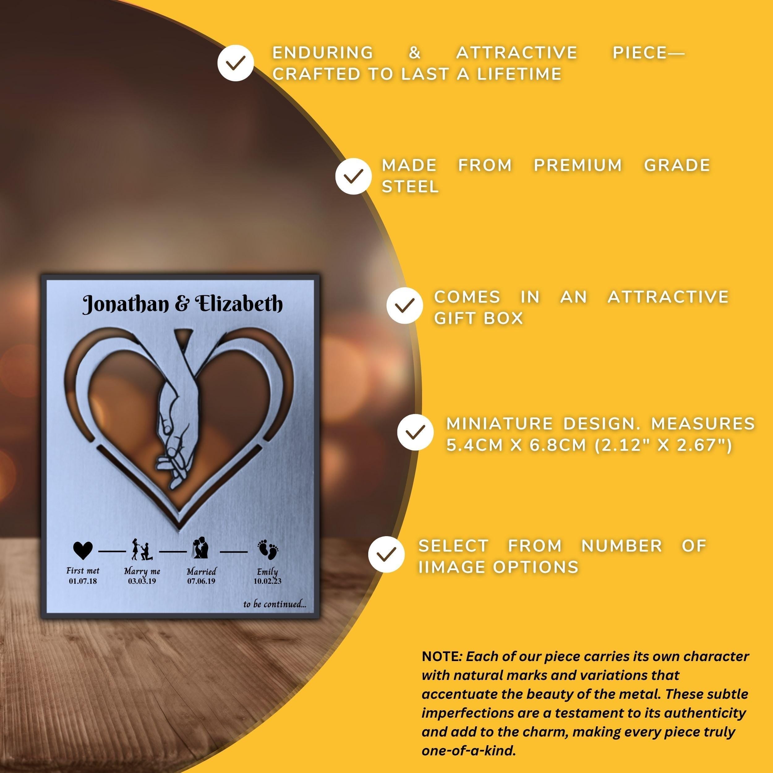 Our Story 11th Wedding Anniversary Steel Mantelpiece Rowdy Robin