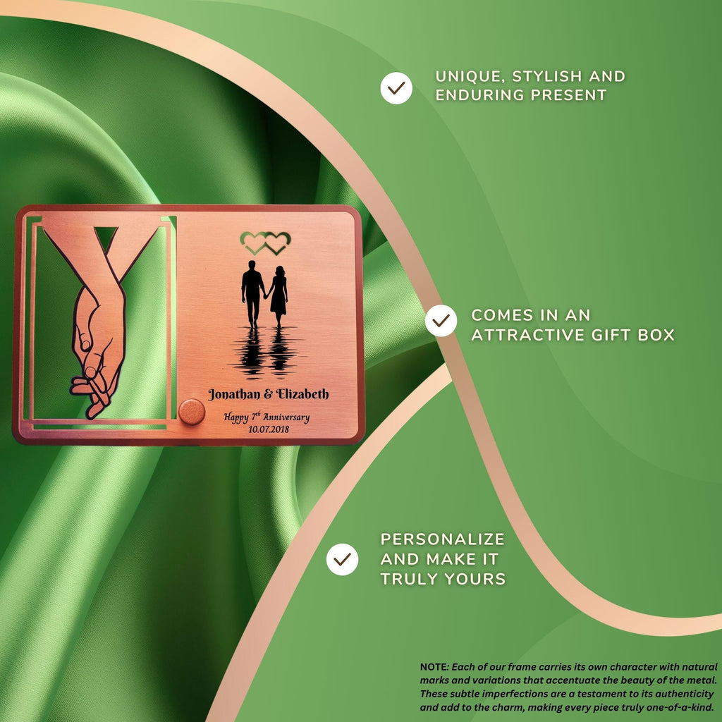 Silhouette 7th Wedding Anniversary 22nd anniversary Copper Mantelpiece frame Rowdy Robin