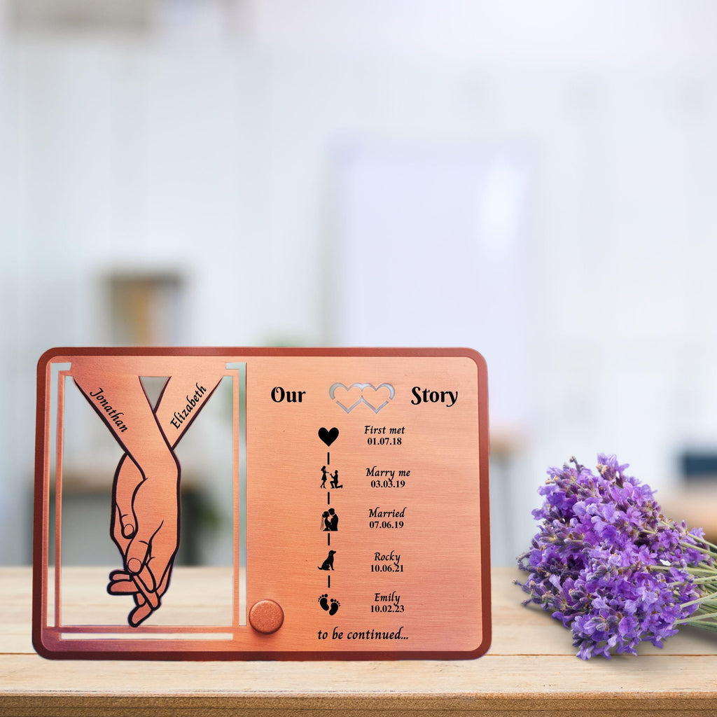 Our Story 7th Wedding Anniversary 22nd anniversary Copper frame Rowdy Robin