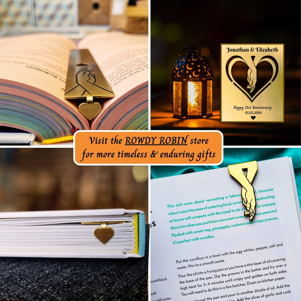 Infinite Love 21st Wedding Anniversary Brass Bookmark with Heart Rowdy Robin