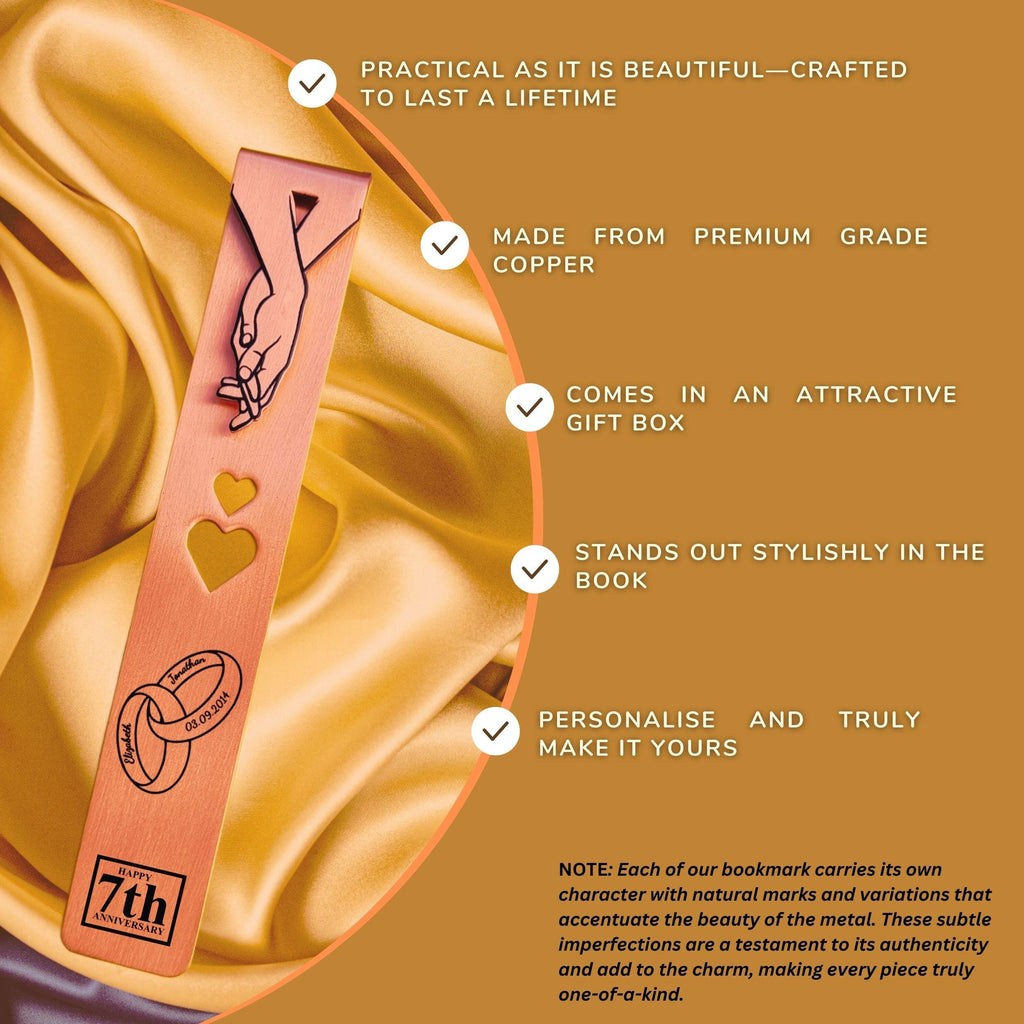 Ringbound 7th Wedding anniversary Copper bookmark 22nd anniversary Rowdy Robin