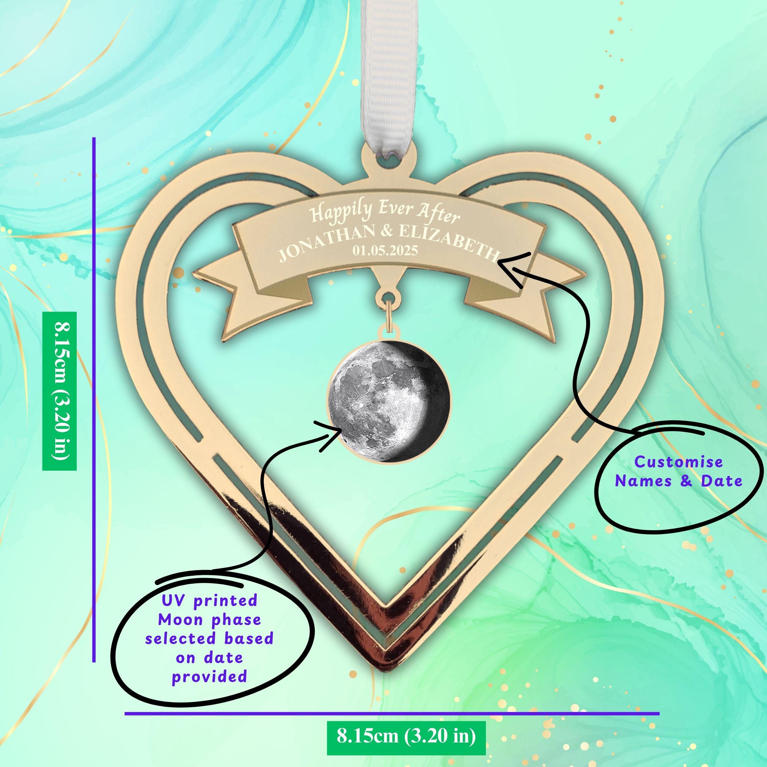 Wedding Moon Personalised Wedding Gift for couple Real Gold Plated Present Rowdy Robin